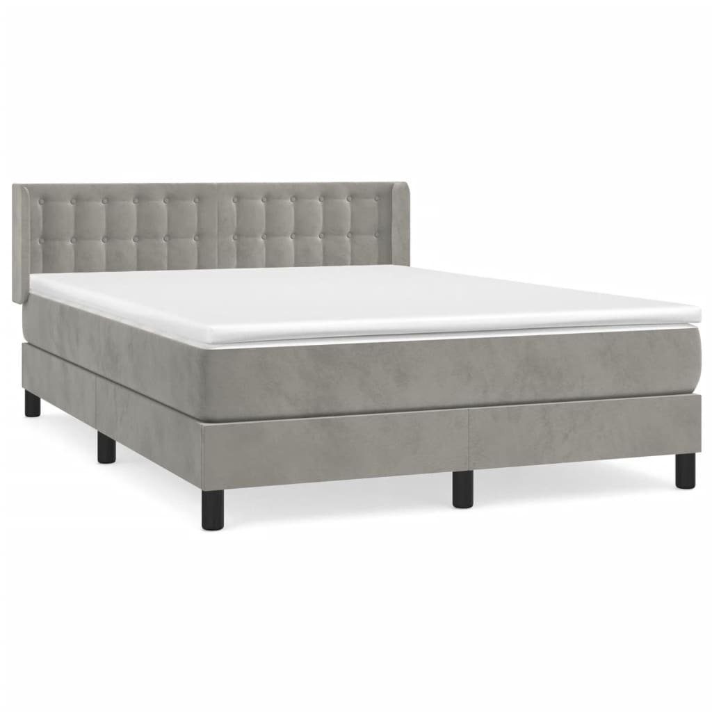 Boxspringbett 140 x 200 cm Boxspringbett mit Matratze Hellgrau 140x200 cm Samt Bett