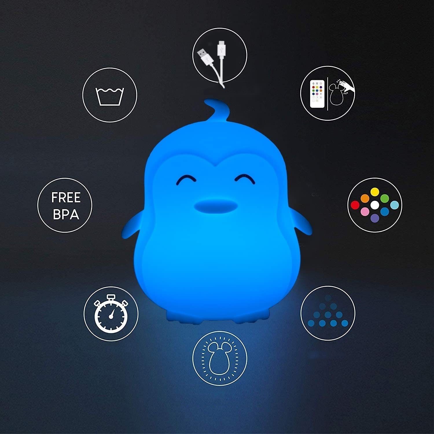 Fernbedienung Nachtlicht mit LED Nachtlampe Baby USB Nachtlicht Silikon Dimmbar GelldG