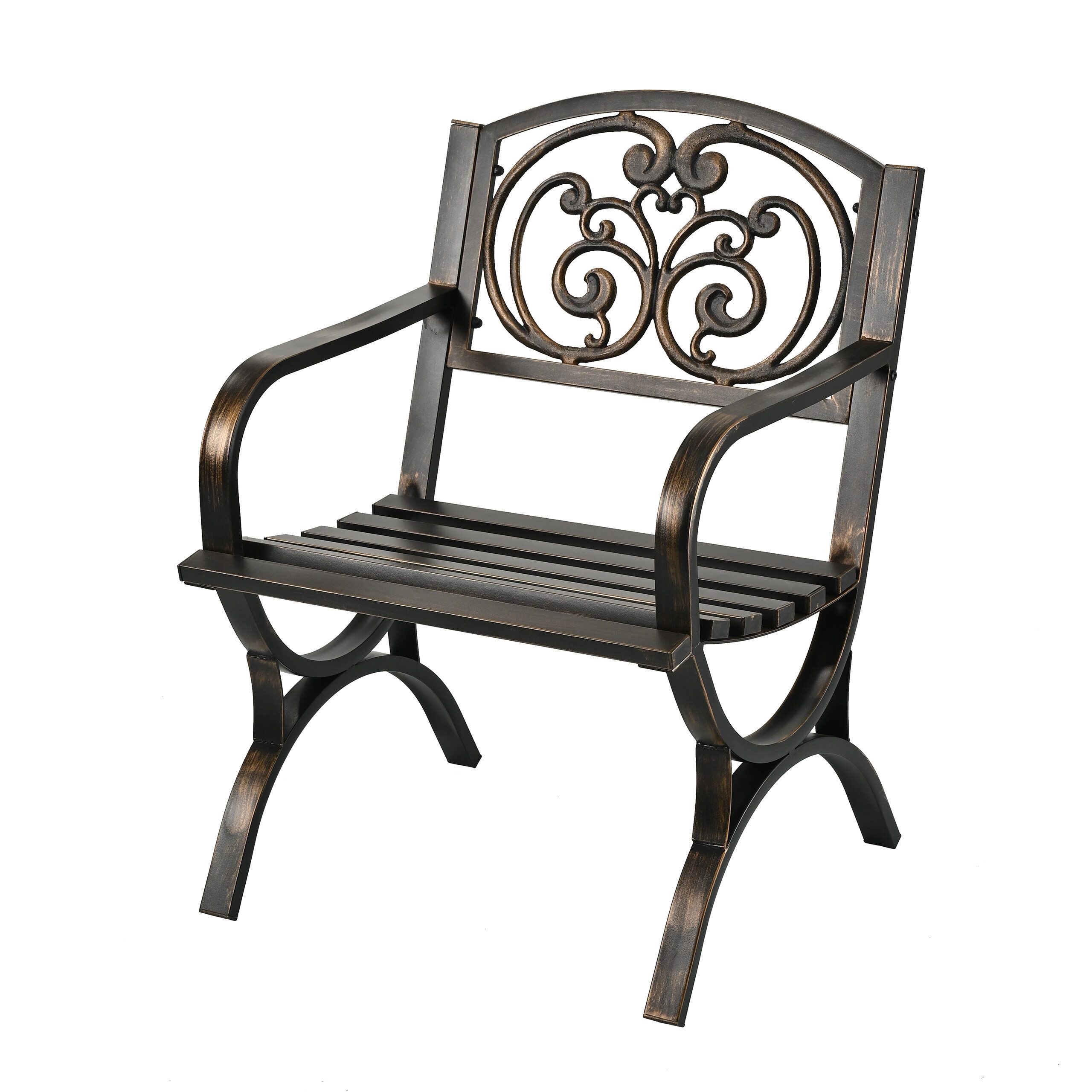 relaxdays Gartenstuhl Antiker Gartenstuhl aus Metall (1 St), Schwarz-Bronze