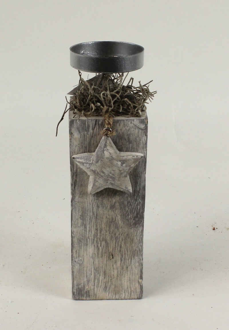 Lucht Kerzenständer Holz-Stern-Kerzenständer grau 19,5 cm von Lucht