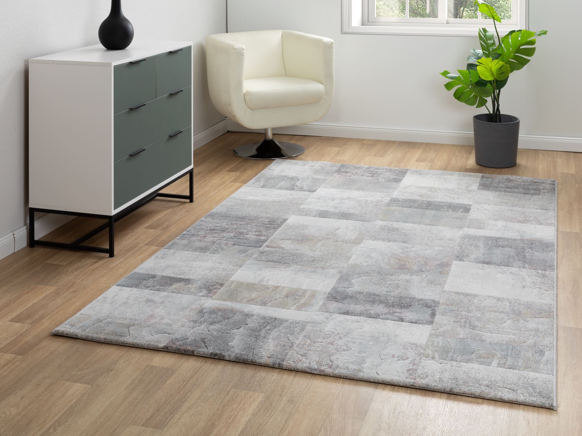 Steffensmeier Teppich Lauro - Vierecke, Rechteckig, Kurzflor Teppich, Wohnzimmer