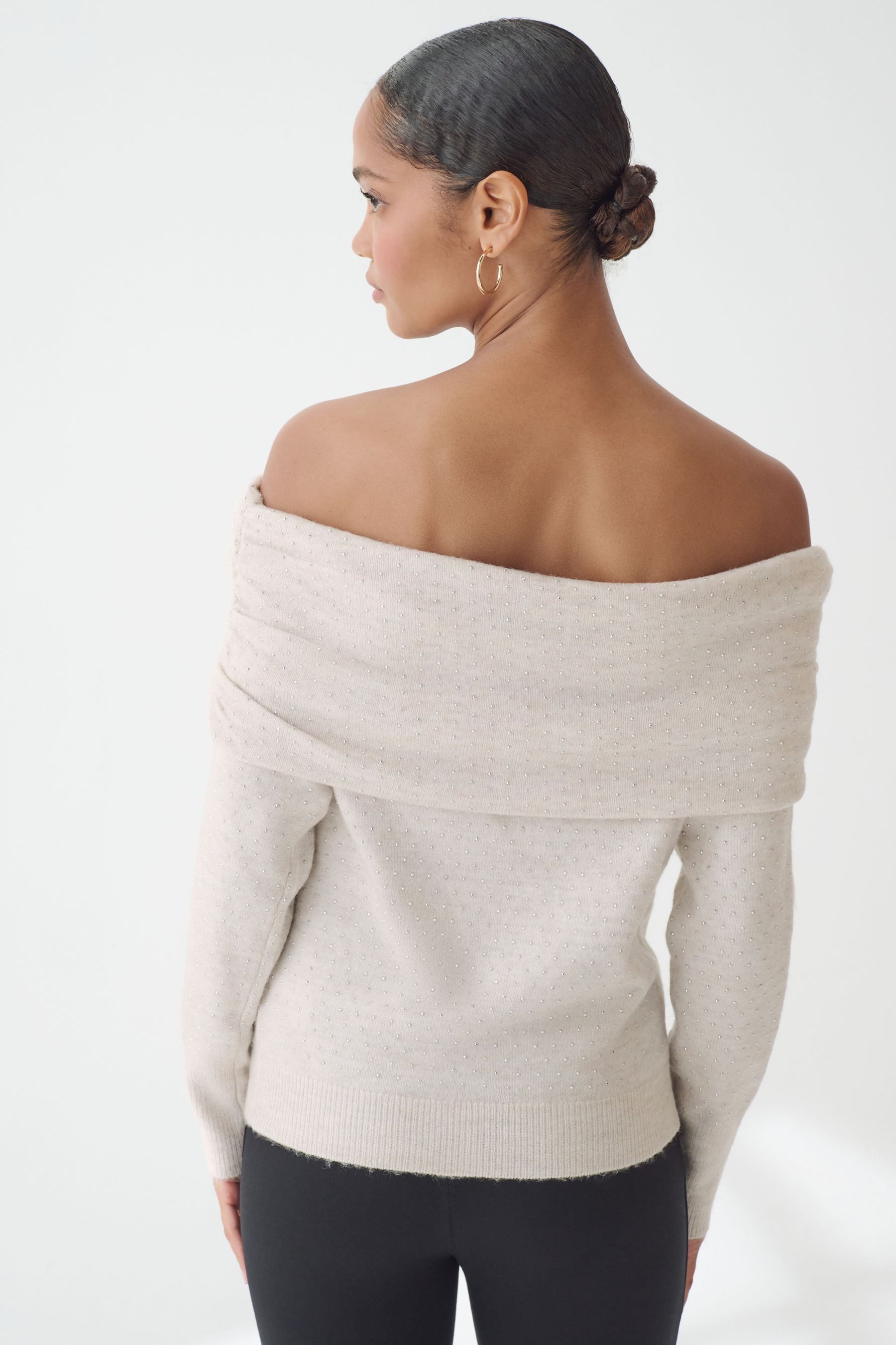 Next Carmenpullover Schulterfreier, glitzernder Bardot-Strickpullover (1-tl günstig online kaufen