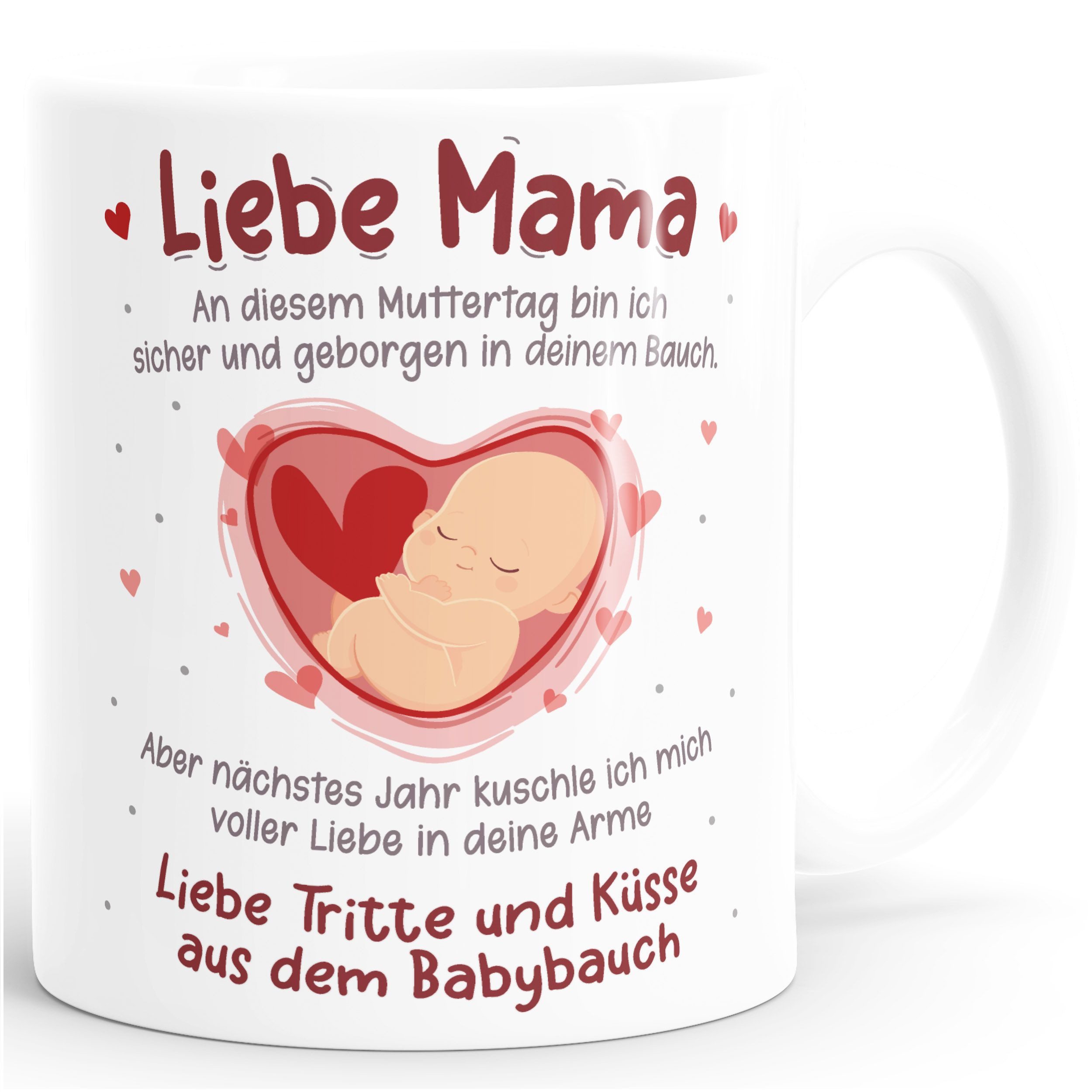 SpecialMe Tasse Kaffee-Tasse Liebe Grüße aus dem Babybauch Spruch Schwanger Geschenk, Keramik