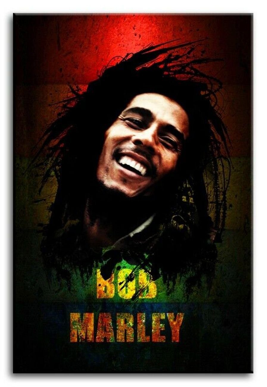 JVmoebel Kunstdruck Bild Foto Pop Sänger Bob Marley Portrait Foto Gemälde Kiffer Sofort, (1 St)