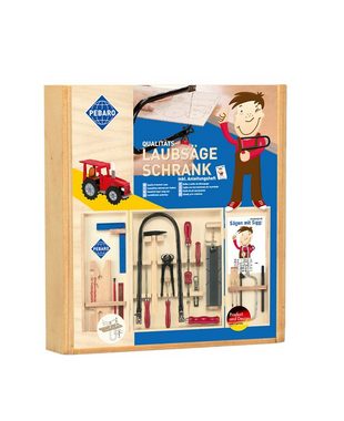 Pebaro Kinder-Werkzeug-Set Laubsäge-Set im Holzschrank Unser Klassiker mit Stahlwerkzeugen, 402S