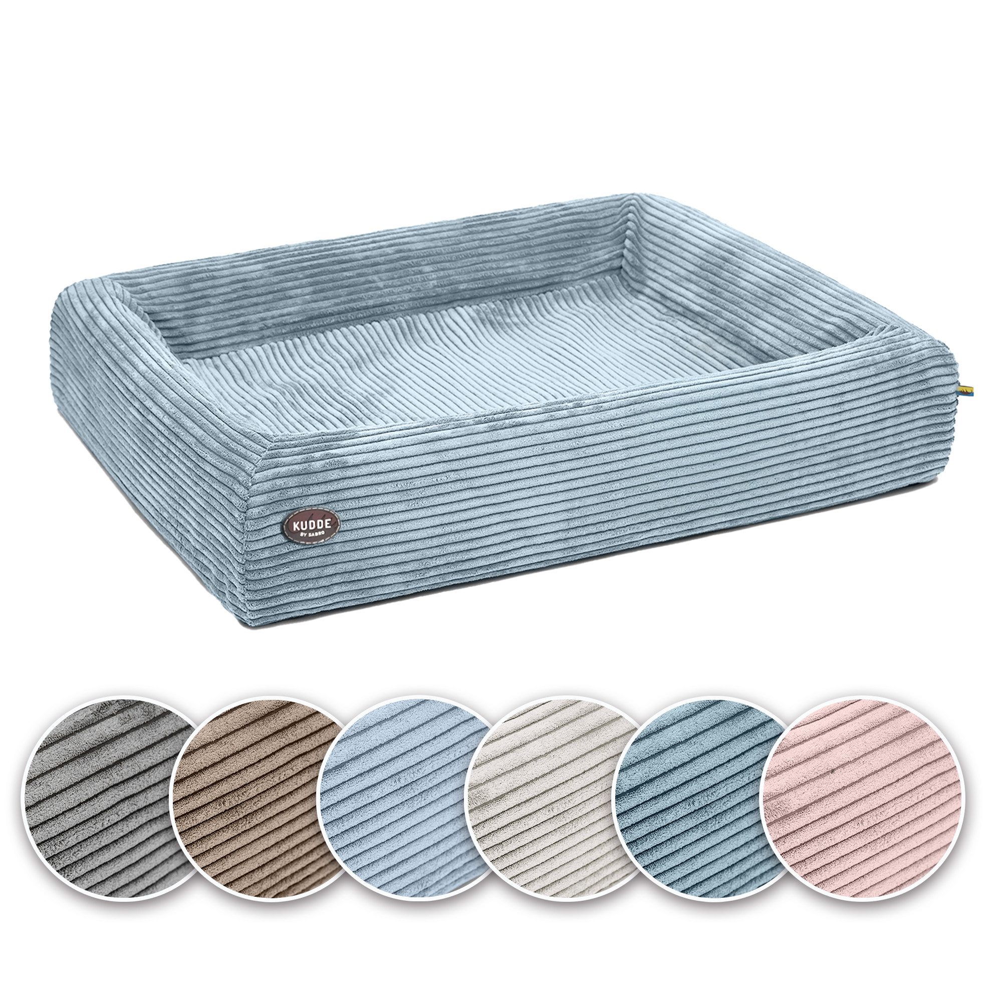 SABRO Hundekorb KUDDE Orthopädisch - Waschbar & Wasserabweisend - Ergonomisch aus, Cord, Premium Hundebett mit wechselbarem Bezug für jede Hundegröße