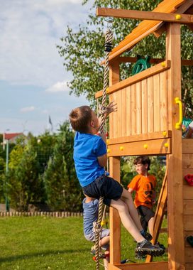 FUNGOO Spielturm MAXI SET SIZED PLAZA, mit Schaukel & Rutsche, Klettererweiterung, Spielhaus, Sandkasten