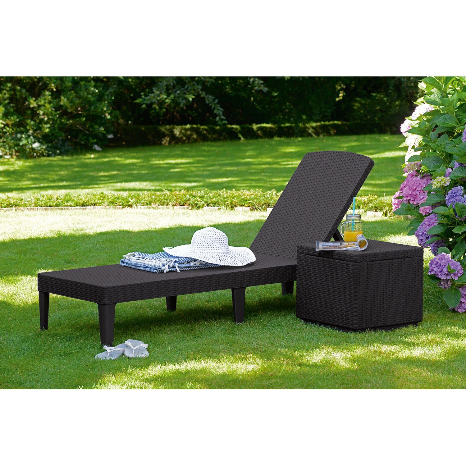 Stufen] [4 Braun Neigbare Lounger, Allibert Jaipur Gartenliege Sun Rückenlehne