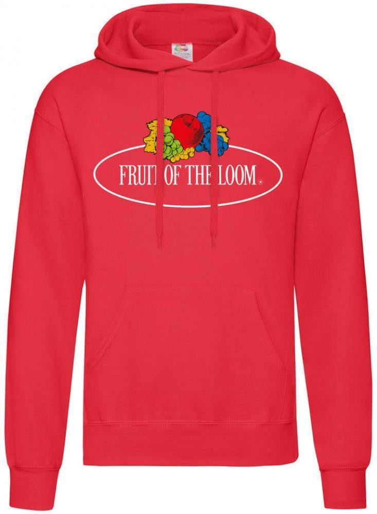 Fruit of the Loom Kapuzenpullover Vintage Hooded Sweat Classic Large Logo Print - Kapuzenpulli
