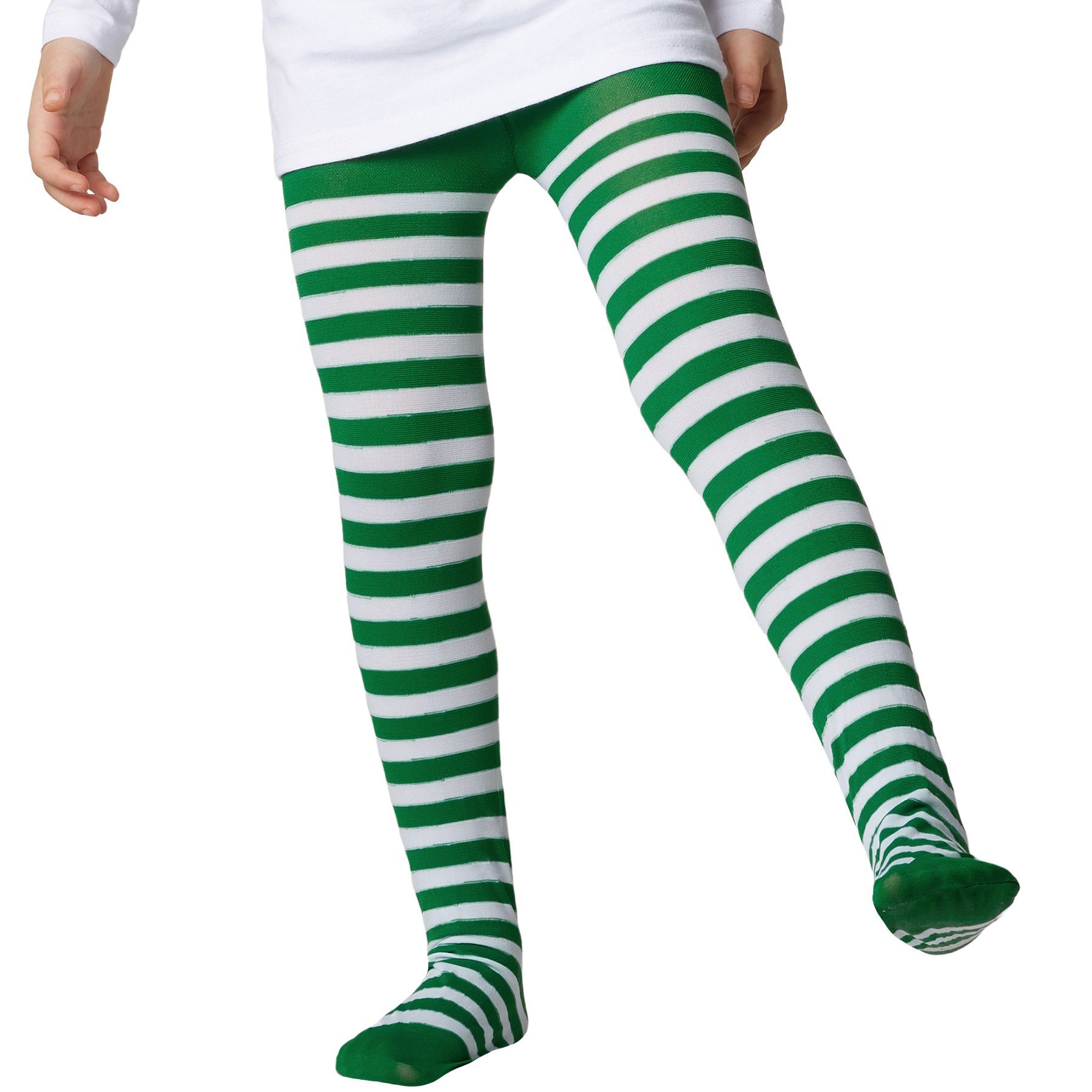 dressforfun Kostüm »Gestreifte Strumpfhose für Kinder grün-weiß«