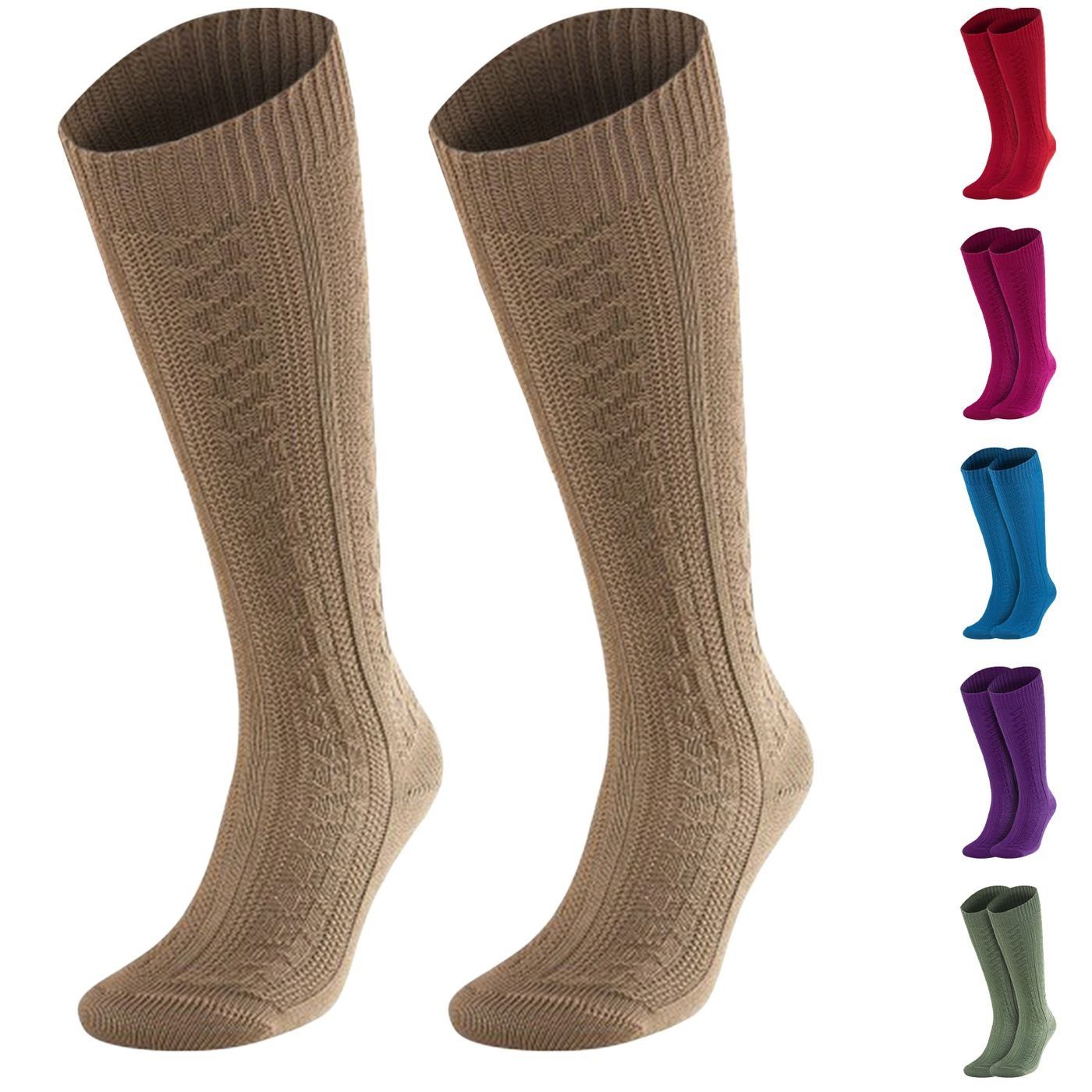 German Wear Trachtensocken GW212 Damen Trachtensocken Strümpfe Hellbraun