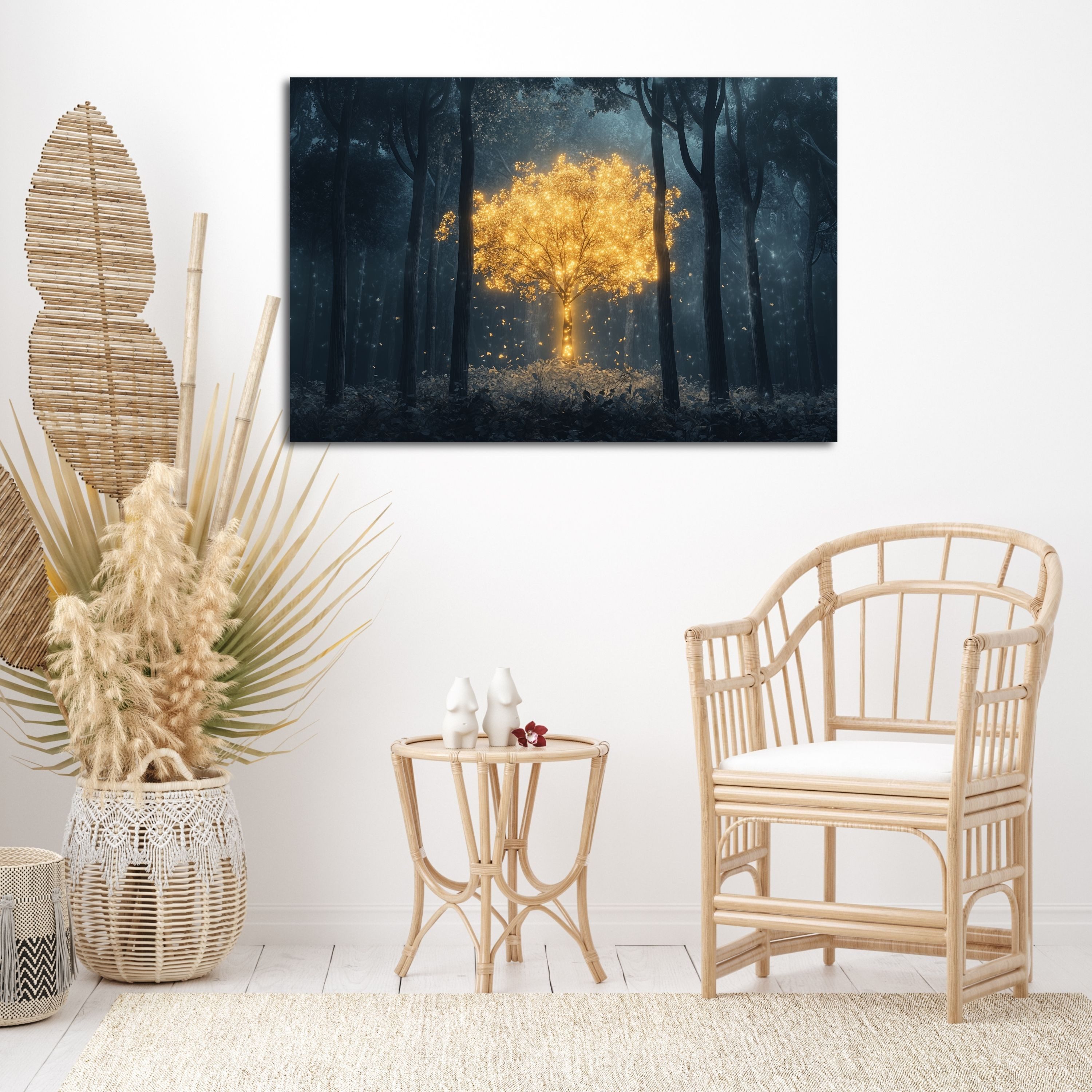 DARO Design Leinwandbild Modern Abstrakt Wandbilder XXL Wandbild Wand Deko Leinwand Bilder, (goldfarbener Baum - Bild Groß Wohnzimmer Schlafzimmer Küche Esszimmer Einteilig Querformat Fotodruck Leinwände Wanddeko Abstrakte Kunst Boho), 30x20cm
