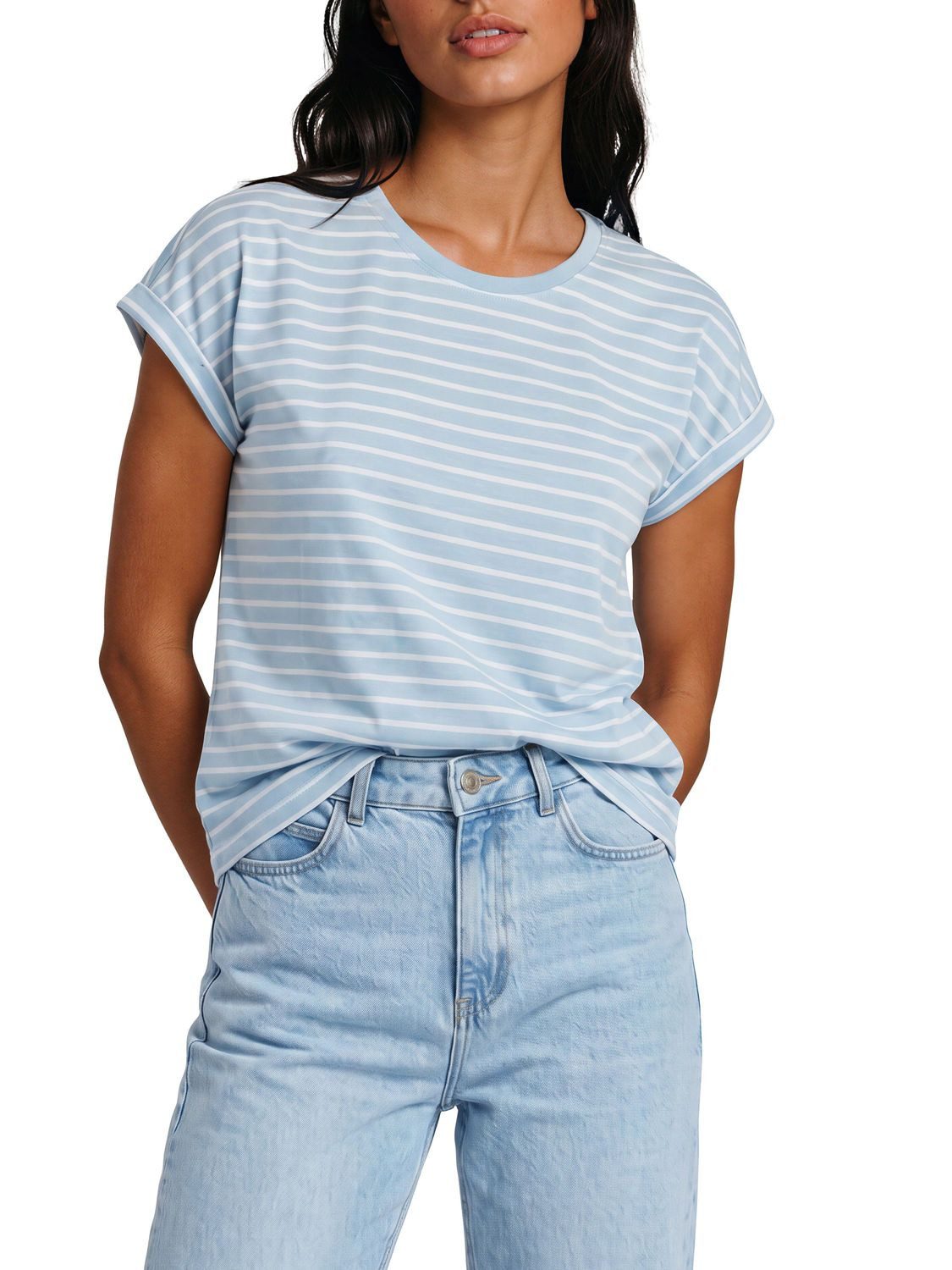 DENIMFY T-Shirt Damen Top DFSophie Regular Fit (1-tlg) kurzarm Sommershirt mit Rundhalsausschnitt