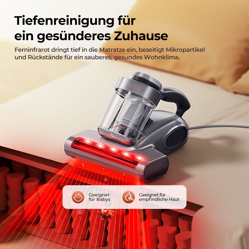 Jigoo Matratzenreinigungsgerät J300 Pro, 550 W, UV-C Light, 550-W-Motor mit 14 kPa Saugkraft