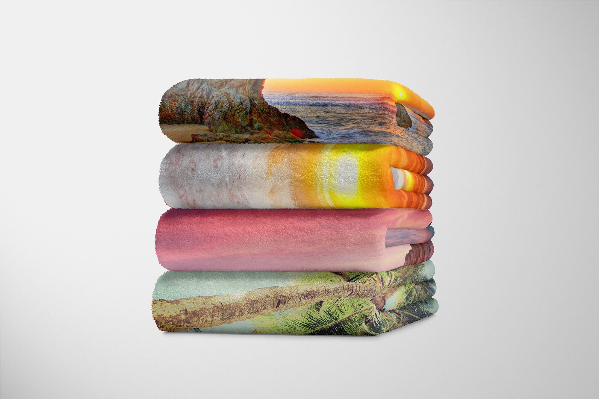 Baumwolle-Polyester-Mix Kunst, Sinus Handtuch Klippen Fotomotiv mit Handtücher Kuscheldecke Handtuch Strandhandtuch (1-St), Art Saunatuch Meer