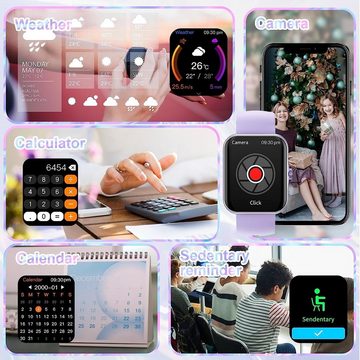 PTHTECHUS Smartwatch (1,83 Zoll, Android iOS), Fitness Tracker IP68 wasserdichter Aktivitäts Schrittzähler Sportuhr