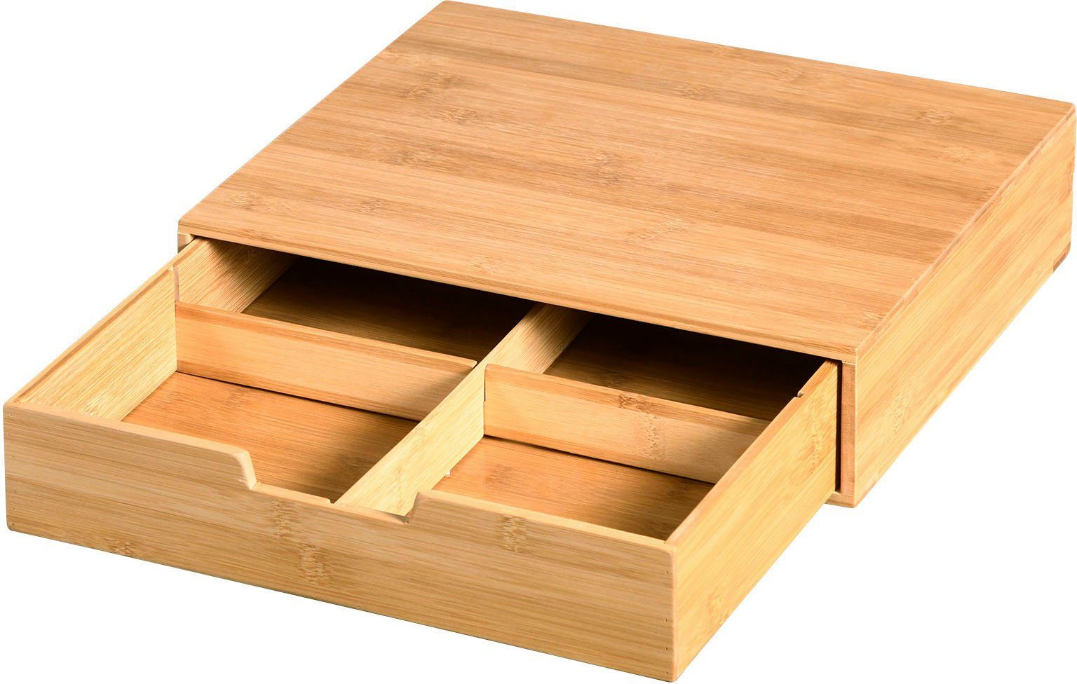 KESPER® Teebox, Holzwerkstoff, (1-tlg), mit herausziehbarer Schublade, aus FSC®-zertifiziertem Bambus
