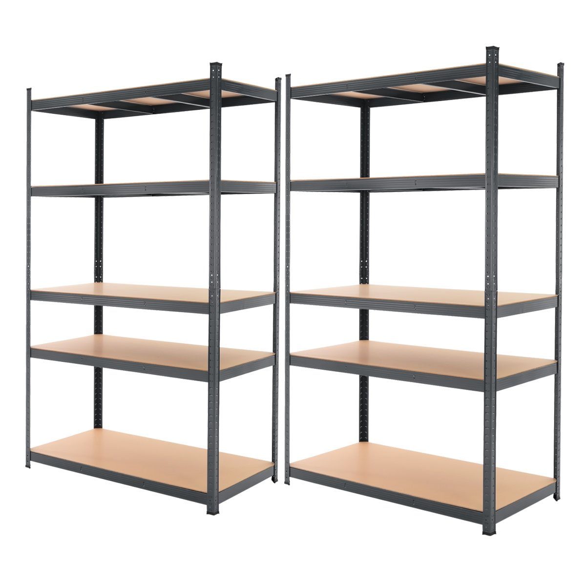ECD Germany Schwerlastregal Keller Regal Steckregal Lagerregal für Werkstatt & Garage Lastenregal, 2-tlg., Regalsystem bis 875kg Werkstattregal Metall / MDF Anthrazit