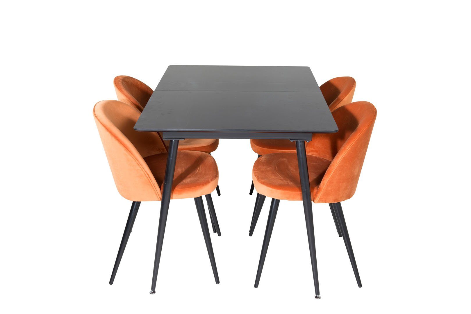 alter Laden ebuy24 Essgruppe ausziehbarer L, SilarBLExt schwarz;orange;schwarz (5-tlg) Esstisch Tisch Essgruppe
