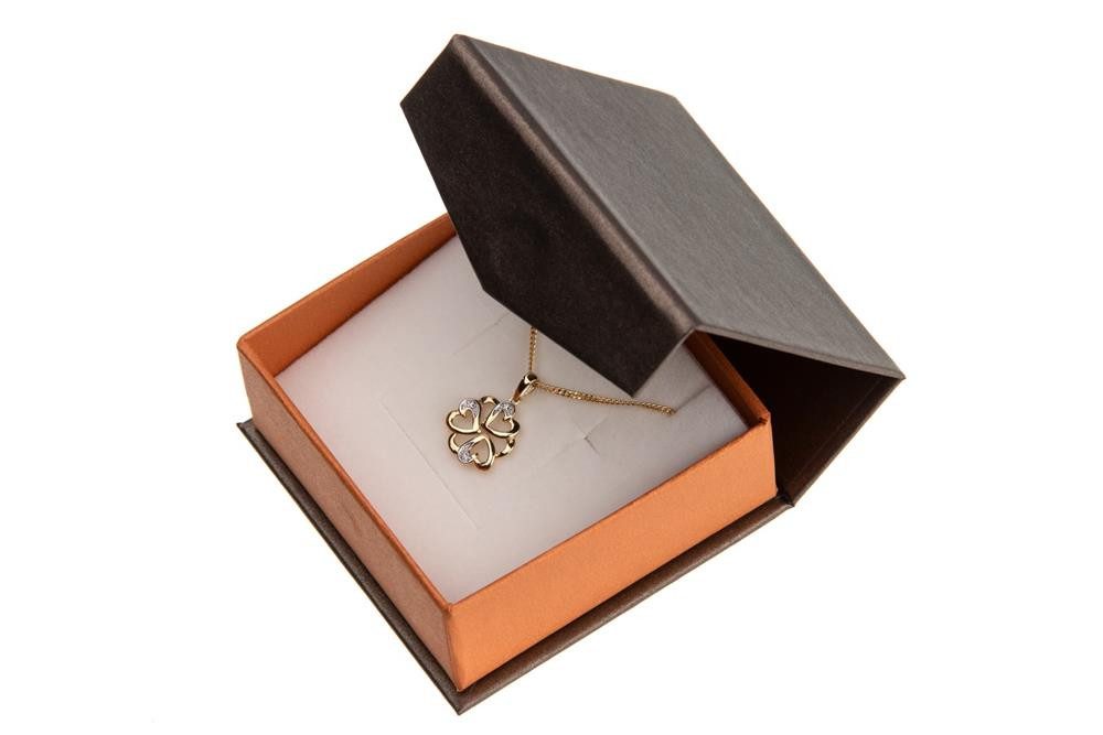 Silberkettenstore Schmuckset Panzerkette 1,2mm mit Anhänger "Herzblume" - 333 Gold und 375 Gold