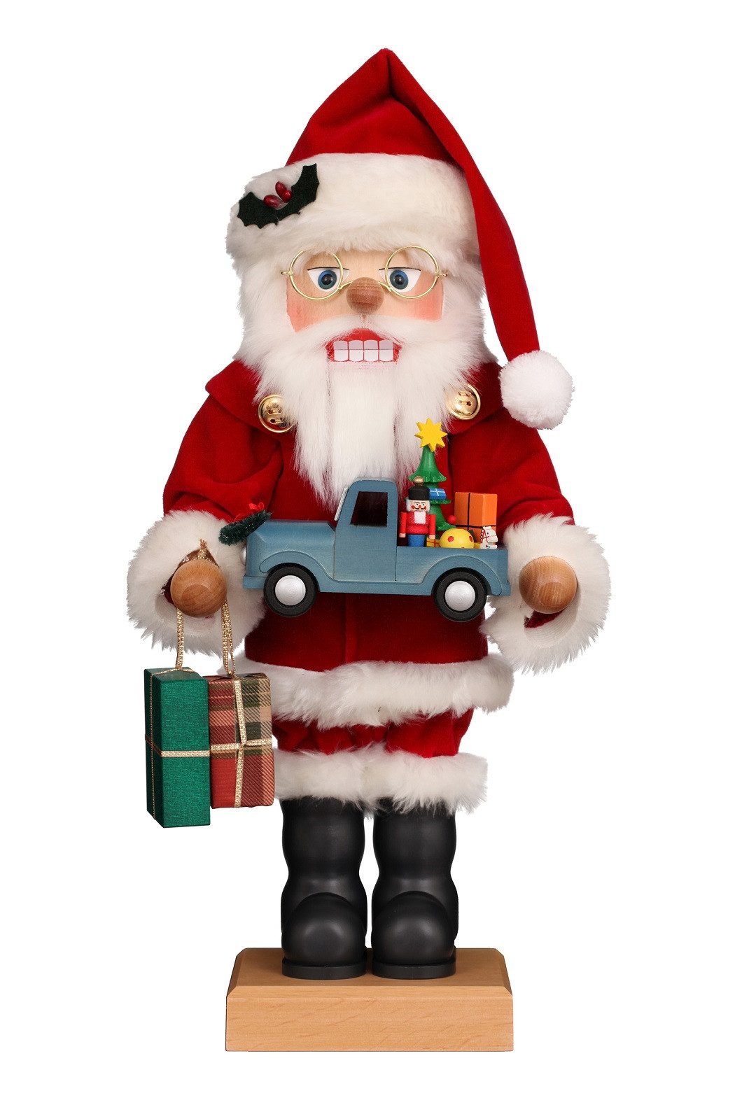 Christian Ulbricht Nussknacker Weihnachtsmann mit Spielzeugauto - Höhe 46,5 cm - Handarbeit aus dem