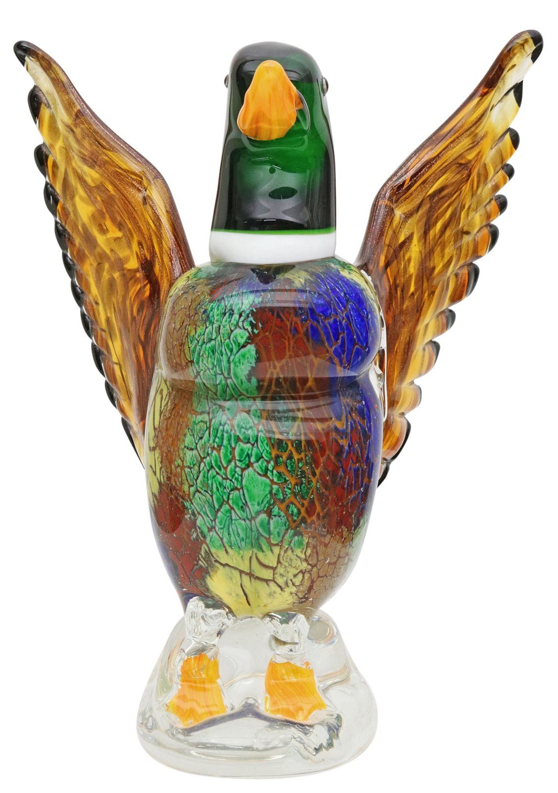 Aubaho Dekofigur Glasfigur Figur Murano Glasskulptur Antik-Sti Glas Skulptur Ente Vogel