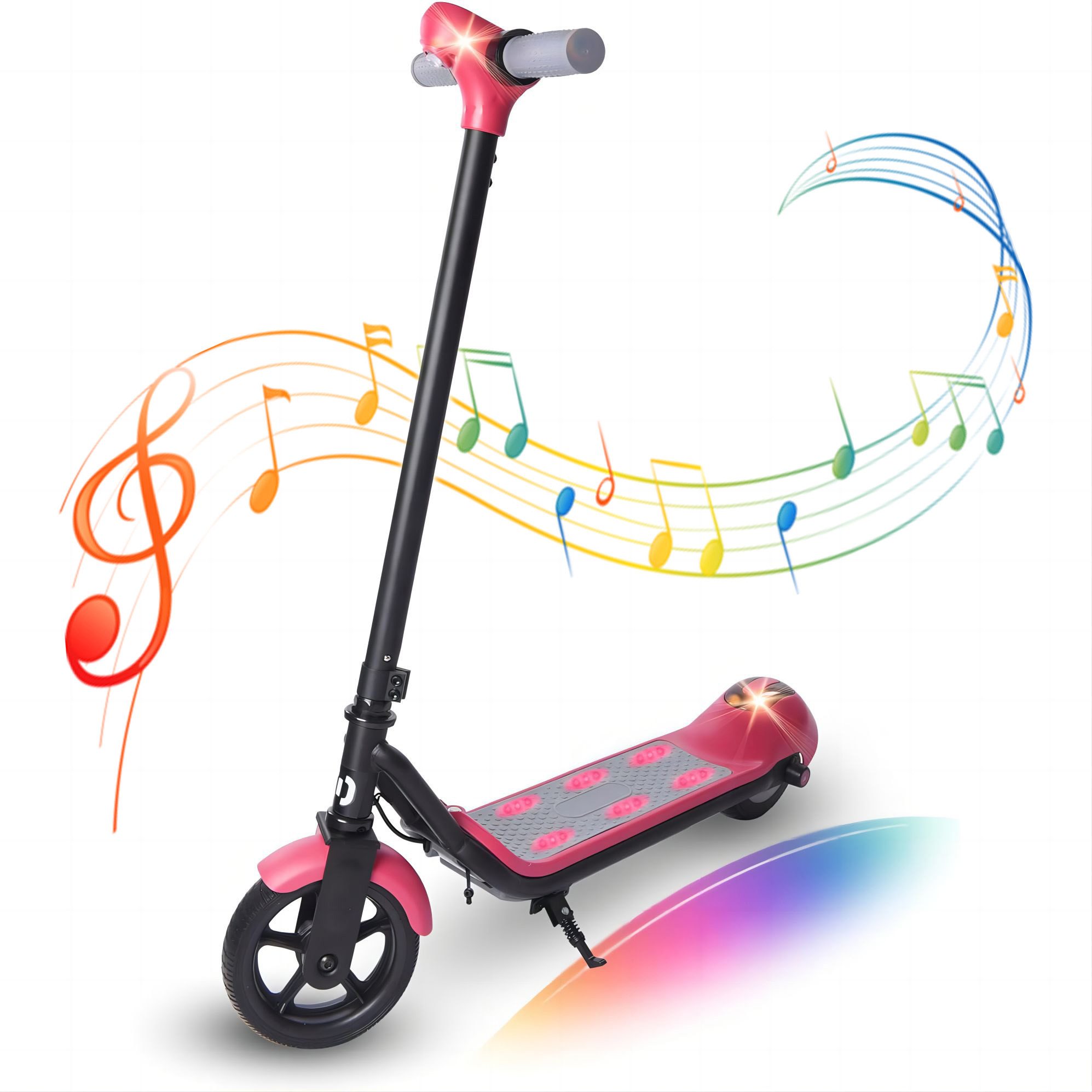 Loywe Miniscooter Elektroscooter für 6-12 Jahren Kinder, 110,00 W, 14,00 km/h, (Set, 1 x Elektroroller, 1 x Ladegerät, 1 x Handbuch), E Scooter mit Bunter Regenbogenlicht, 8KM Reichweite