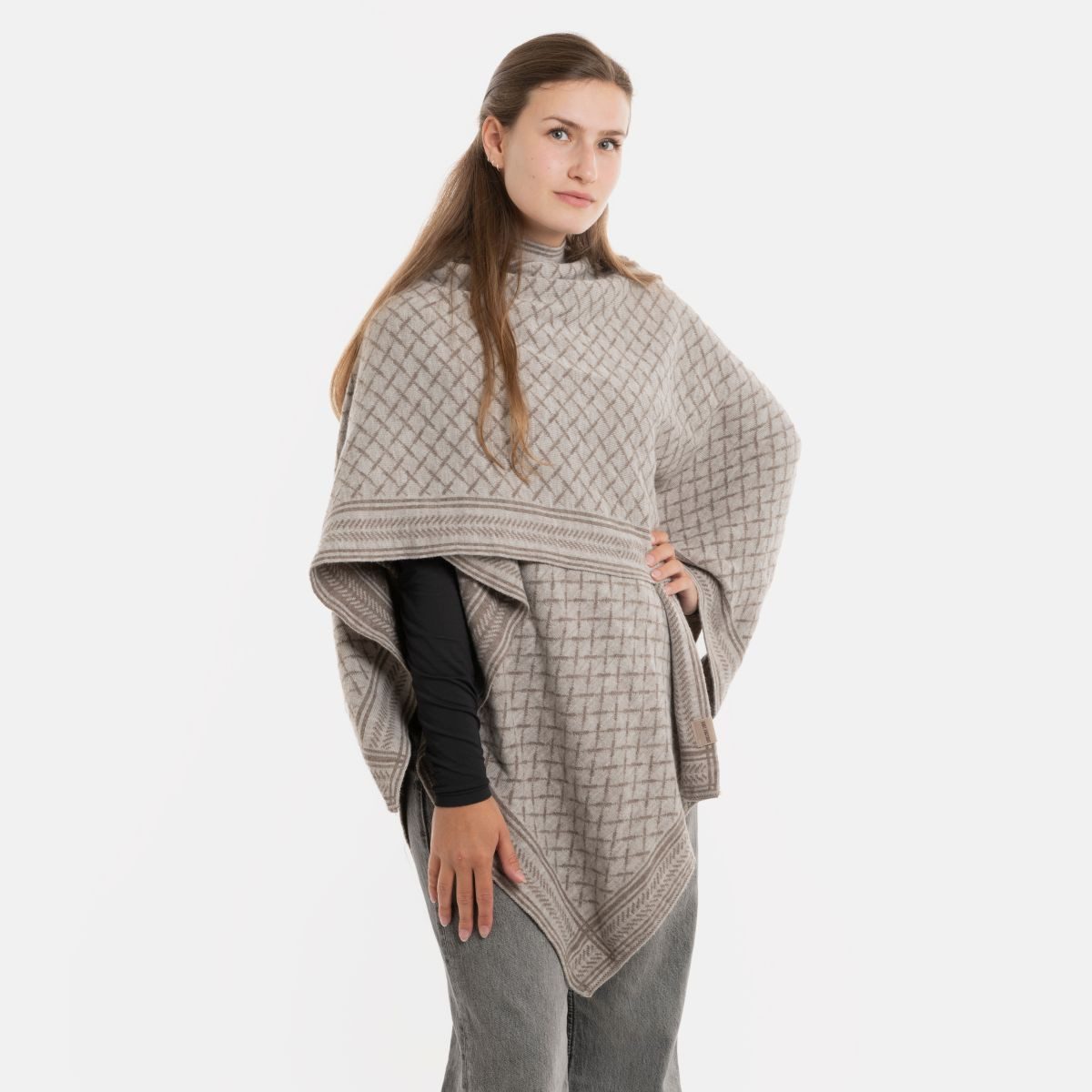 Knit Factory Poncho Dusk Poncho Cape Marron/Iced Clay (1-St) Strick Poncho für Frauen
