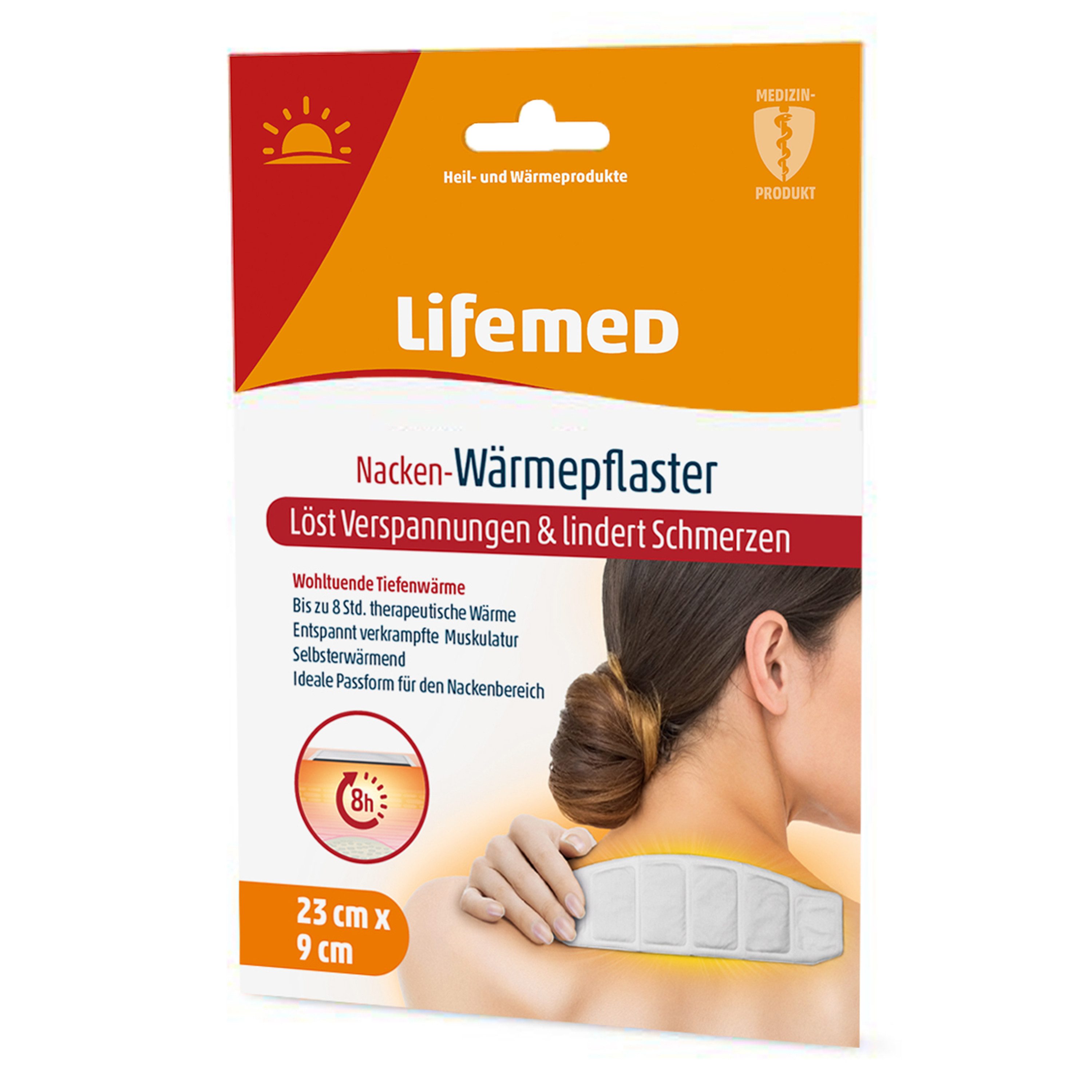 LifeMed Wärmepflaster Lifemed Wärmepflaster Nacken 23 cm x 9 cm Weiß gegen Verspannungen (1 St)