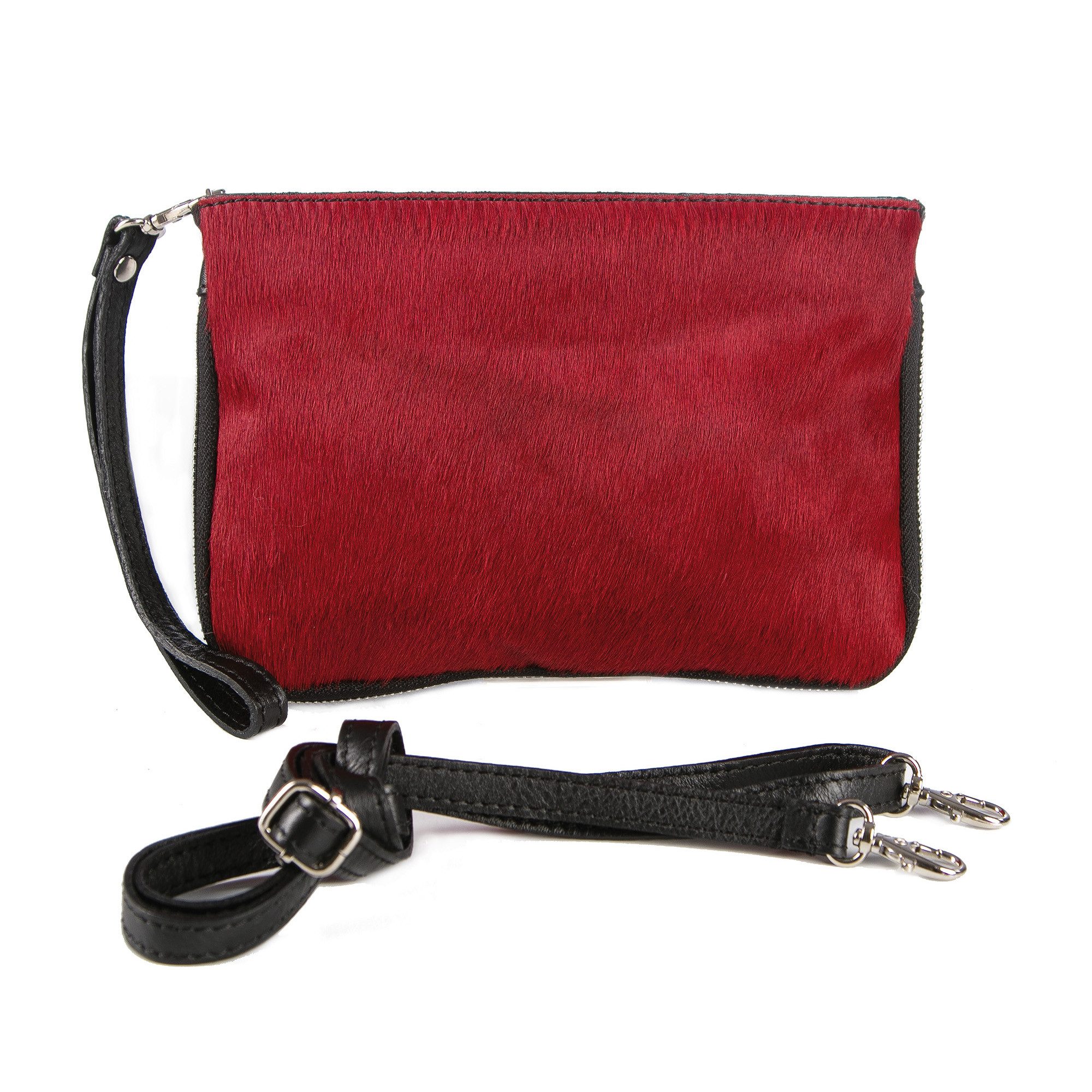 Cassandra Accessoires Umhängetasche, Handtasche, Clutch, aus hochwertigem echtem Leder mit echtem Fell