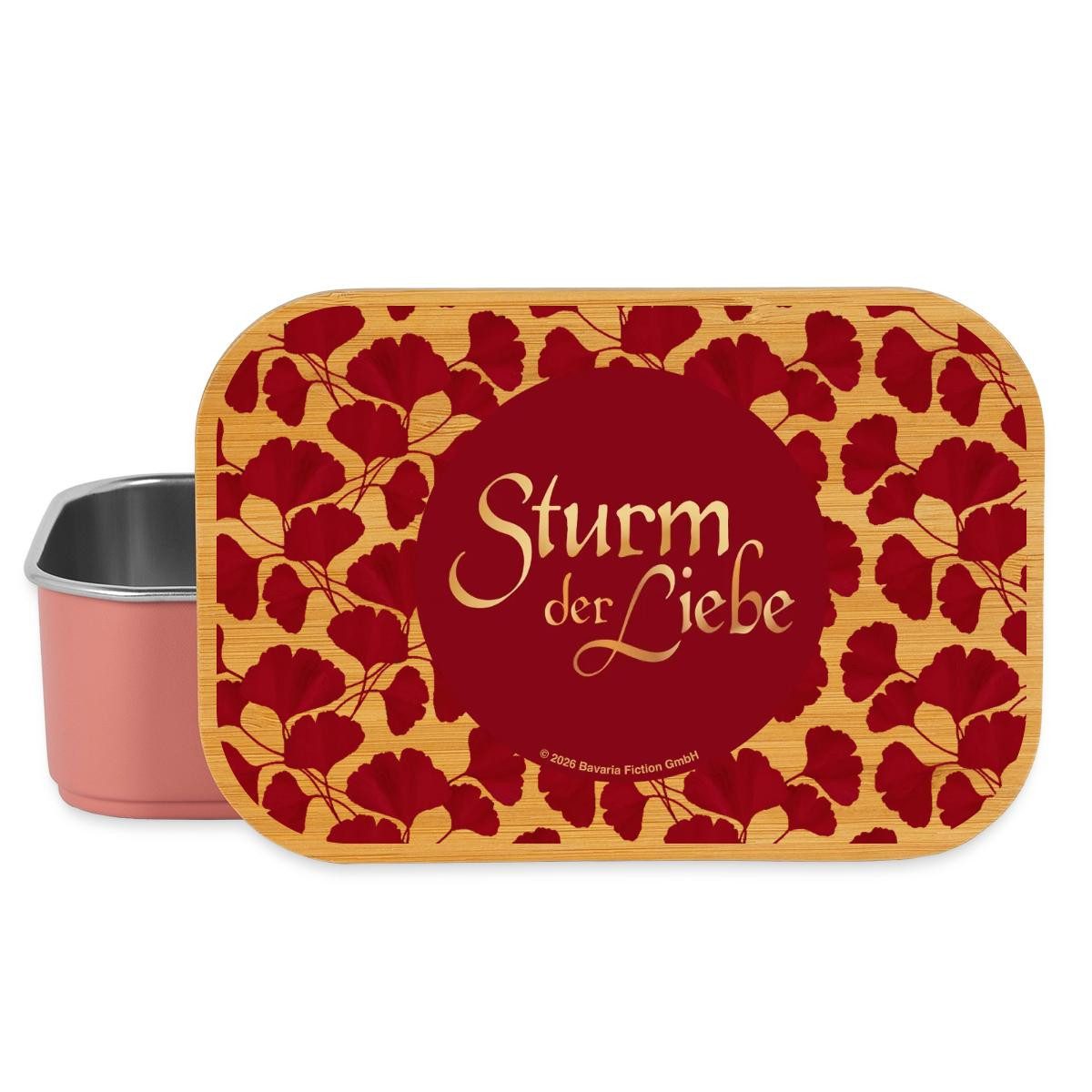 Spreadshirt Lunchbox Sturm Der Liebe Logo Ginko Brotdose mit Bambusdeckel, Edelstahl, Bambus