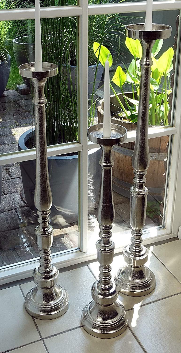 MichaelNoll Kerzenständer Kerzenständer Alu Silber Stumpenkerzen Deko 76 cm, 92 cm / 102 cm