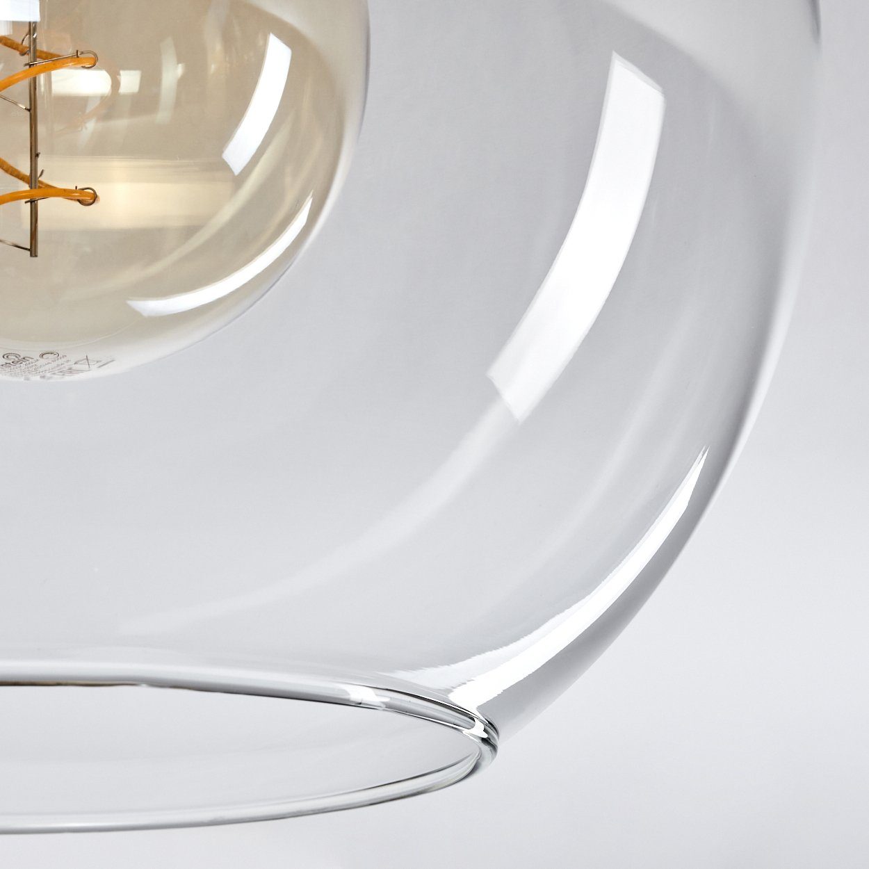 Metall/Glas Schirmen ohne Deckenleuchte aus Leuchtmittel, in mit im Glas moderne aus 3xE27 Deckenlampe »Cesaro« Schwarz/Klar, Retro/Vintage-Design (30cm), Leuchte hofstein