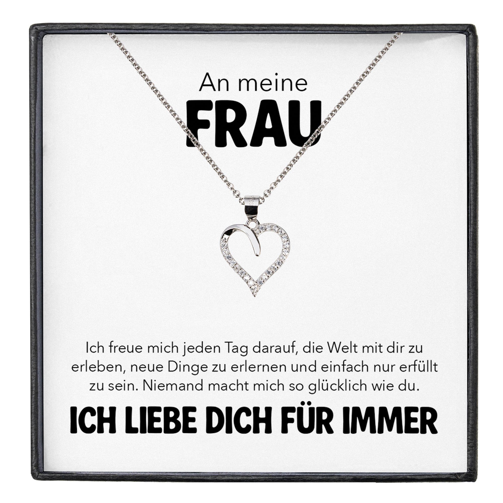 22Feels Schmuckset An Meine Frau Ich Liebe Dich Geschenk Hochzeitstag Herz Kette Frauen (inkl. Geschenktasche, Karte, Poliertuch, Beutel), Silber 925/000, Karte Made In Germany
