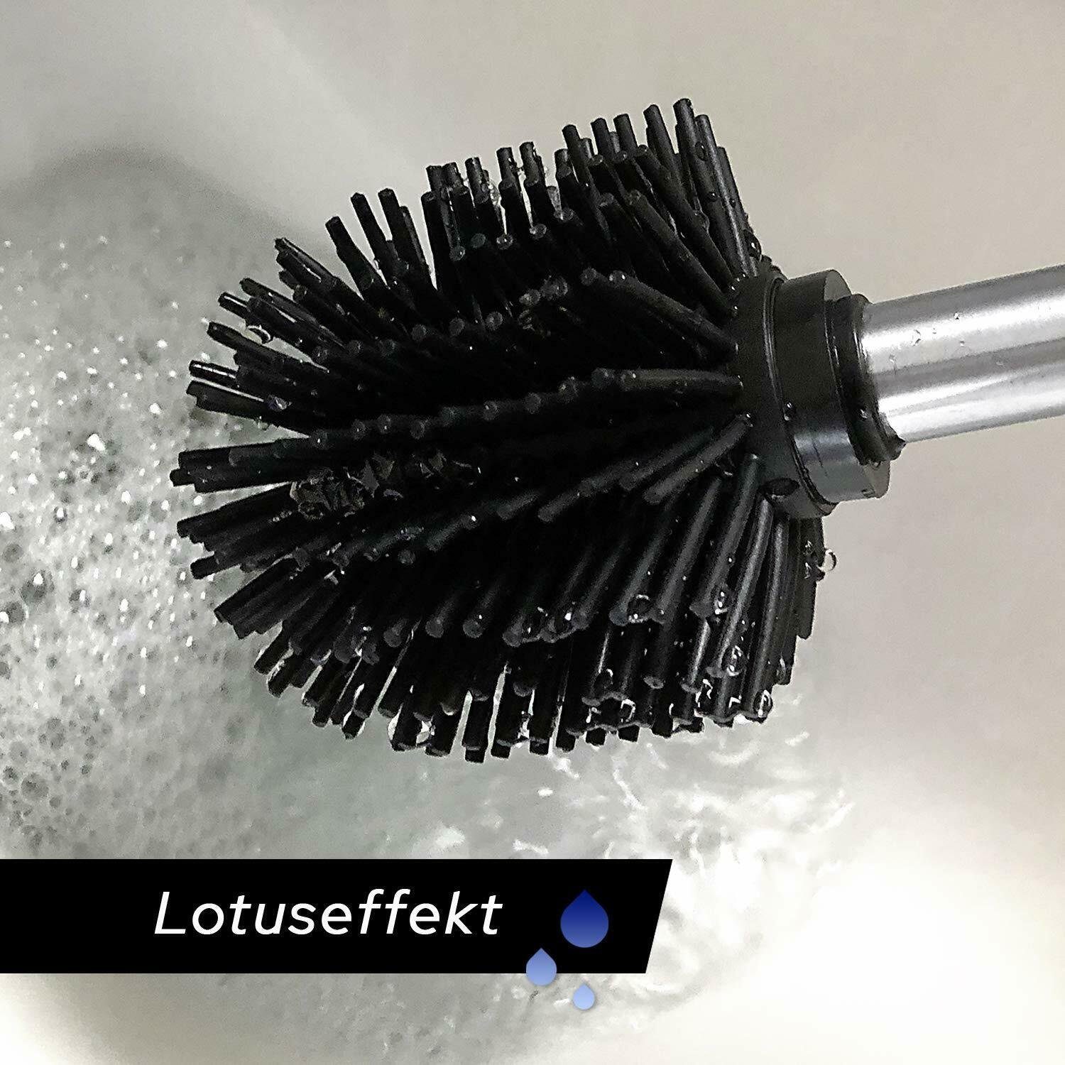 ROXUS WC-Reinigungsbürste Silikonbürstengarnitur, jedes Badezimmer, teilige Silikonbürste 3 Set, schwarzer Garnitur), Mit zur Selbstreinigung Behälter weiße Lotuseffekt (Komplett
