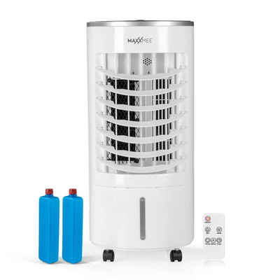MAXXMEE Luftbefeuchter Mobil - 65W - weiß, mobiler Luftkühler, Ventilator, Wasserkühlung, Leichtlaufrollen