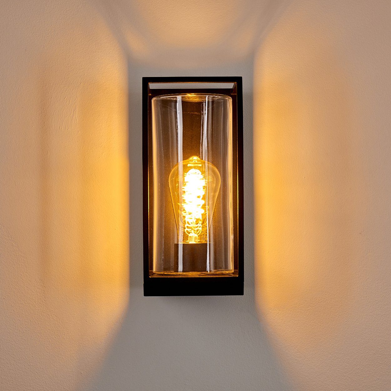 der Leuchtmittel, an klaren Metall Außenlampe »Besana« und Style Wand, mit 1xE27, aus Außenwandlampe Glas, Schwarz ohne Außen-Wandleuchte IP44 hofstein in Lichteffekt Industrial