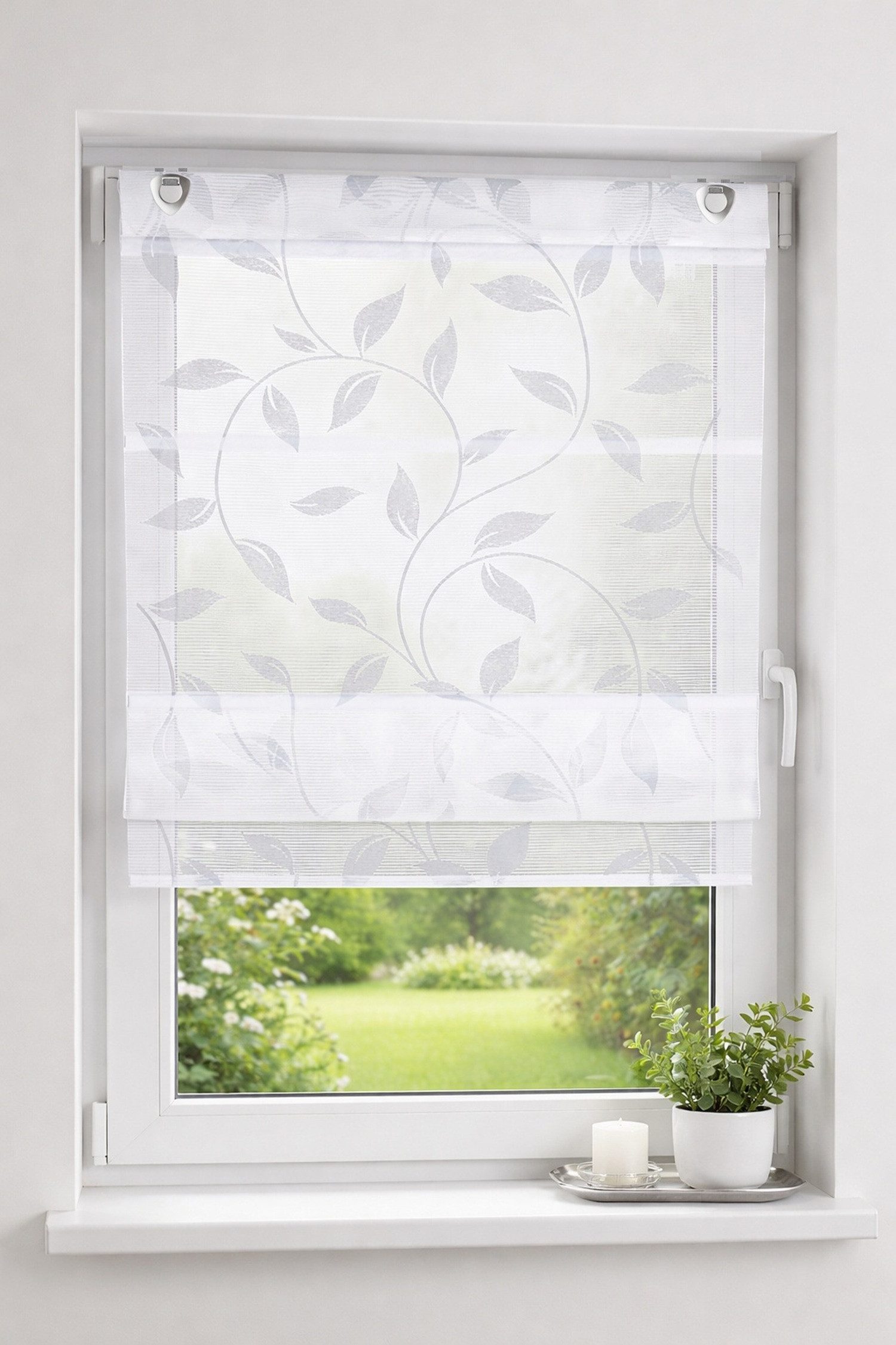 Clever-Kauf-24 Magnetrollo Magnetrollo Blätter, Raffrollo mit Magnet Höhenv günstig online kaufen