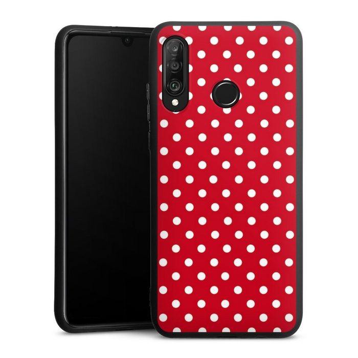 DeinDesign Handyhülle Punkte Retro Polka Dots Polka Dots - dunkelrot und weiß Huawei P30 Lite New Edition Silikon Hülle Premium Case