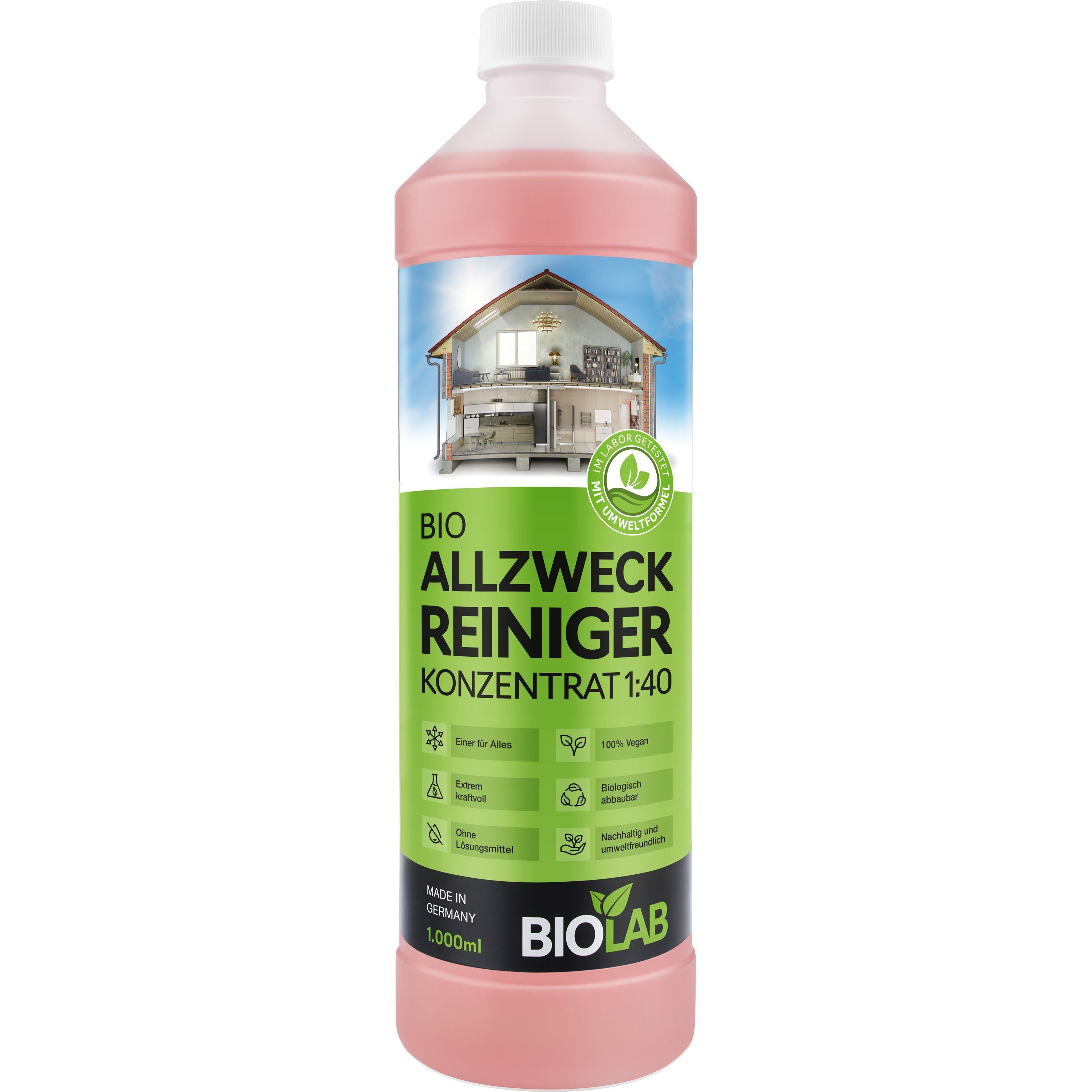 BIOLAB Allzweckreiniger Konzentrat 1:40 Allzweckreiniger (1-St. 1000 ml Universalreiniger für den ganzen Haushalt)