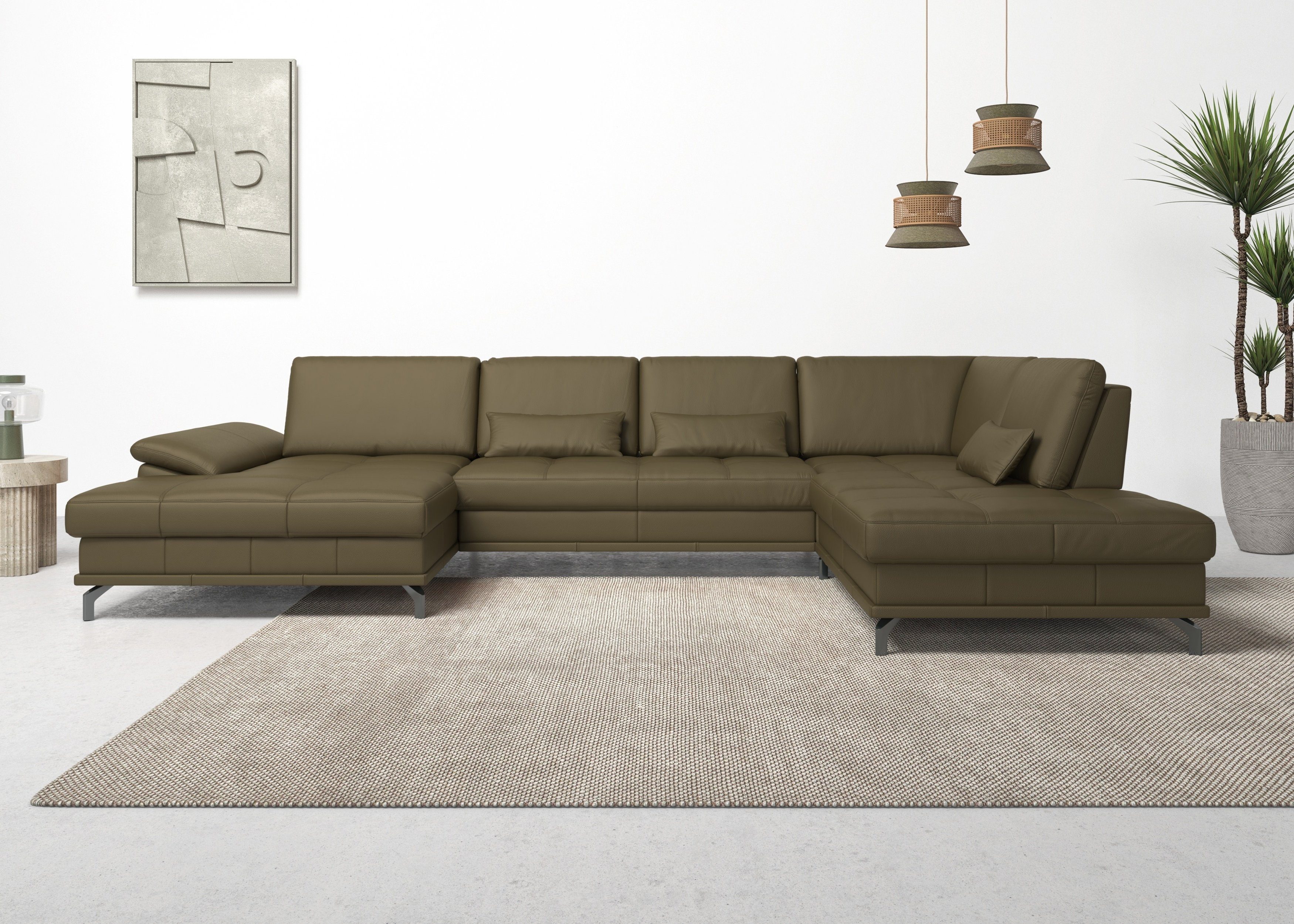 OTTO home Wohnlandschaft Costello U-Form, B: 363 cm mit Sitztiefen-, Armteilverstellung &, 3 Nierenkissen, optional Bettfunktion & Bettkasten