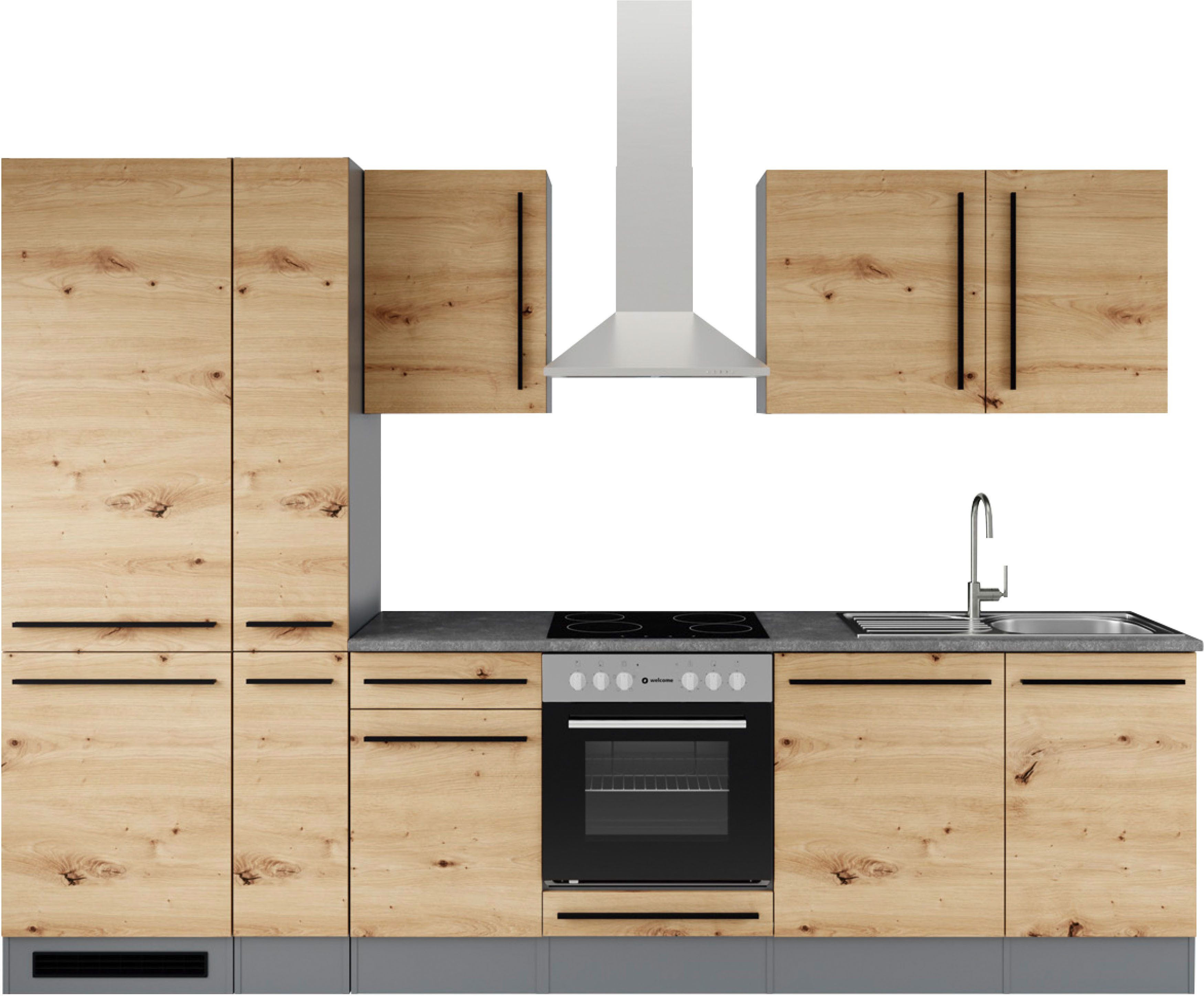 BASIC by Balculina Küchenzeile Jazz, Breite 310 cm, wahlweise mit E-Geräten