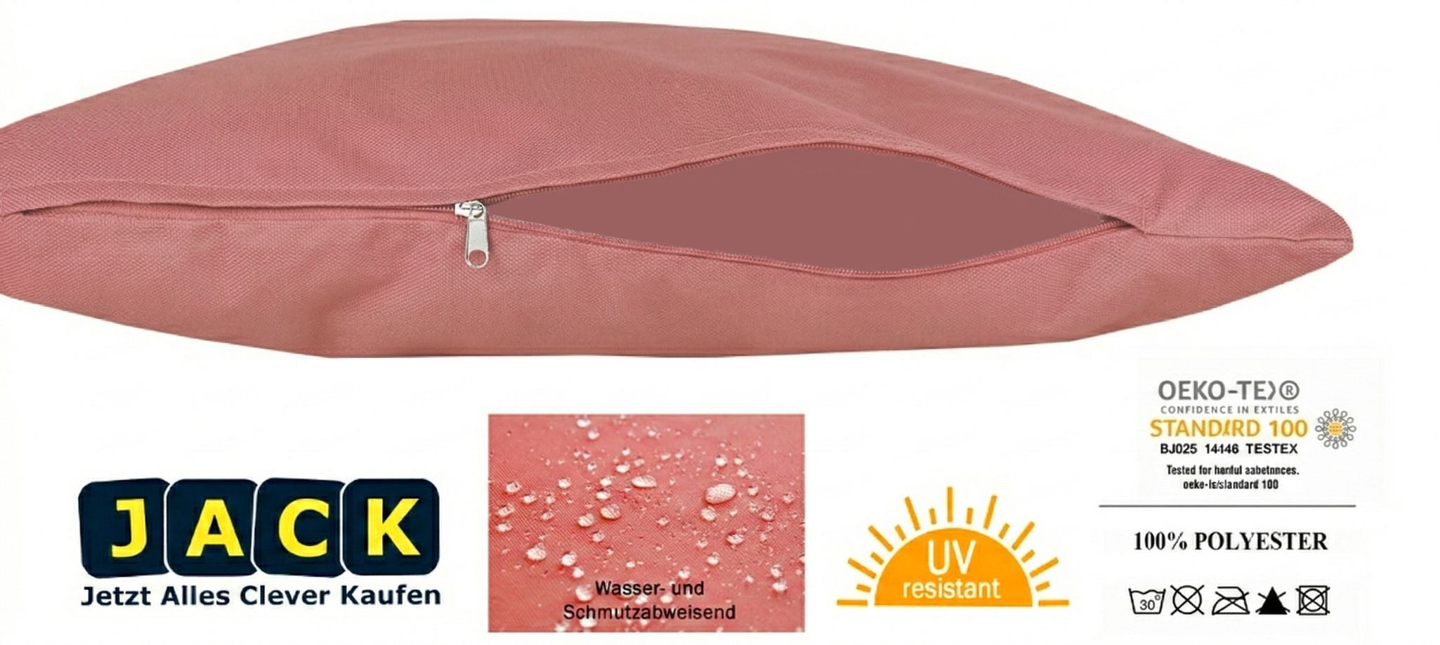 JACK Kissenbezüge JACK 2er Set 30x50cm Outdoor Hülle Wasserfest, (2 Stück), robust und strapazierfähig, Wasserabweisend, für Innen & Außen