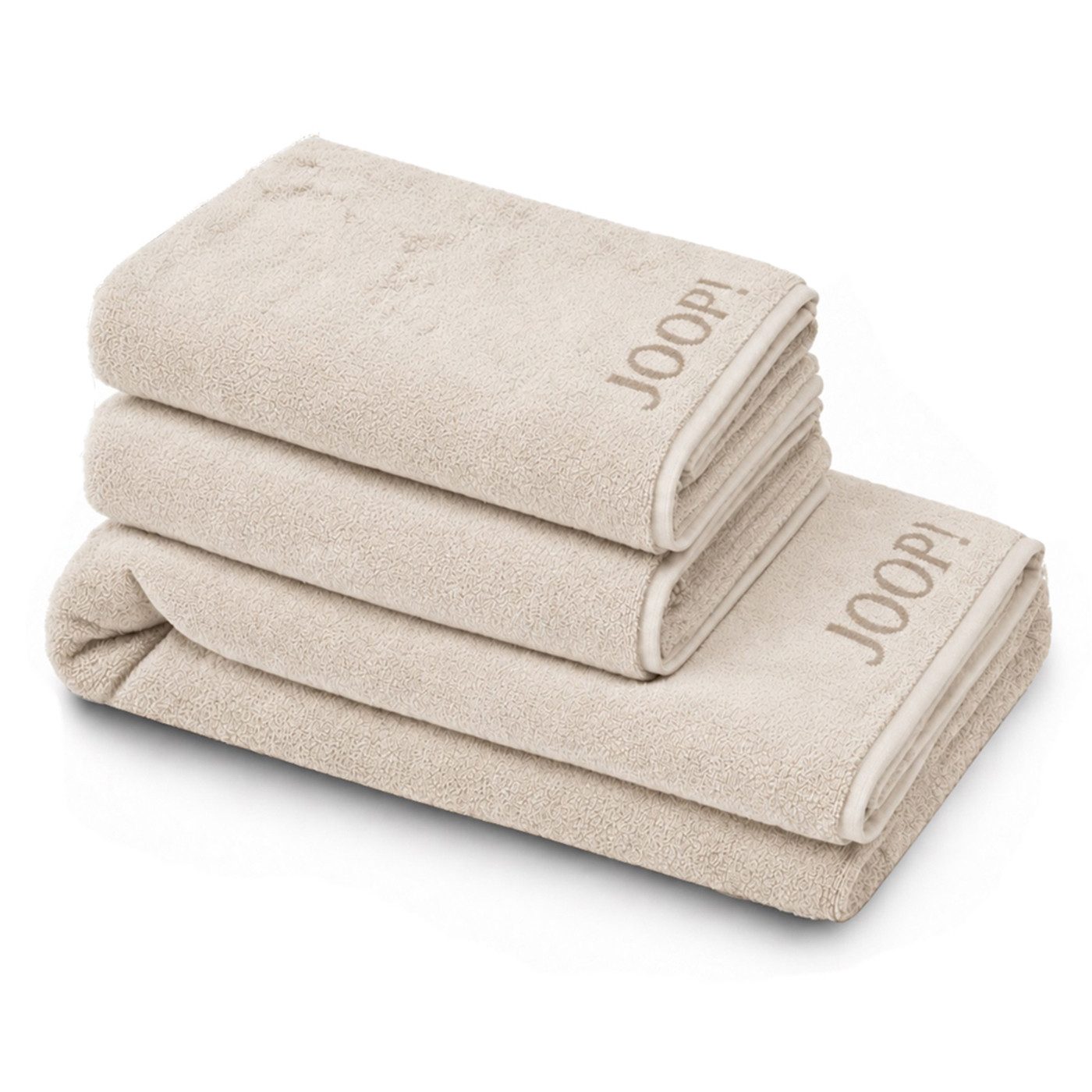 JOOP! Handtuch Set JOOP! Handtuch Duschtuch Set 3-teilig 1600-36 Classic creme beige, Walkfrottier (Spar-Set, 3-St)