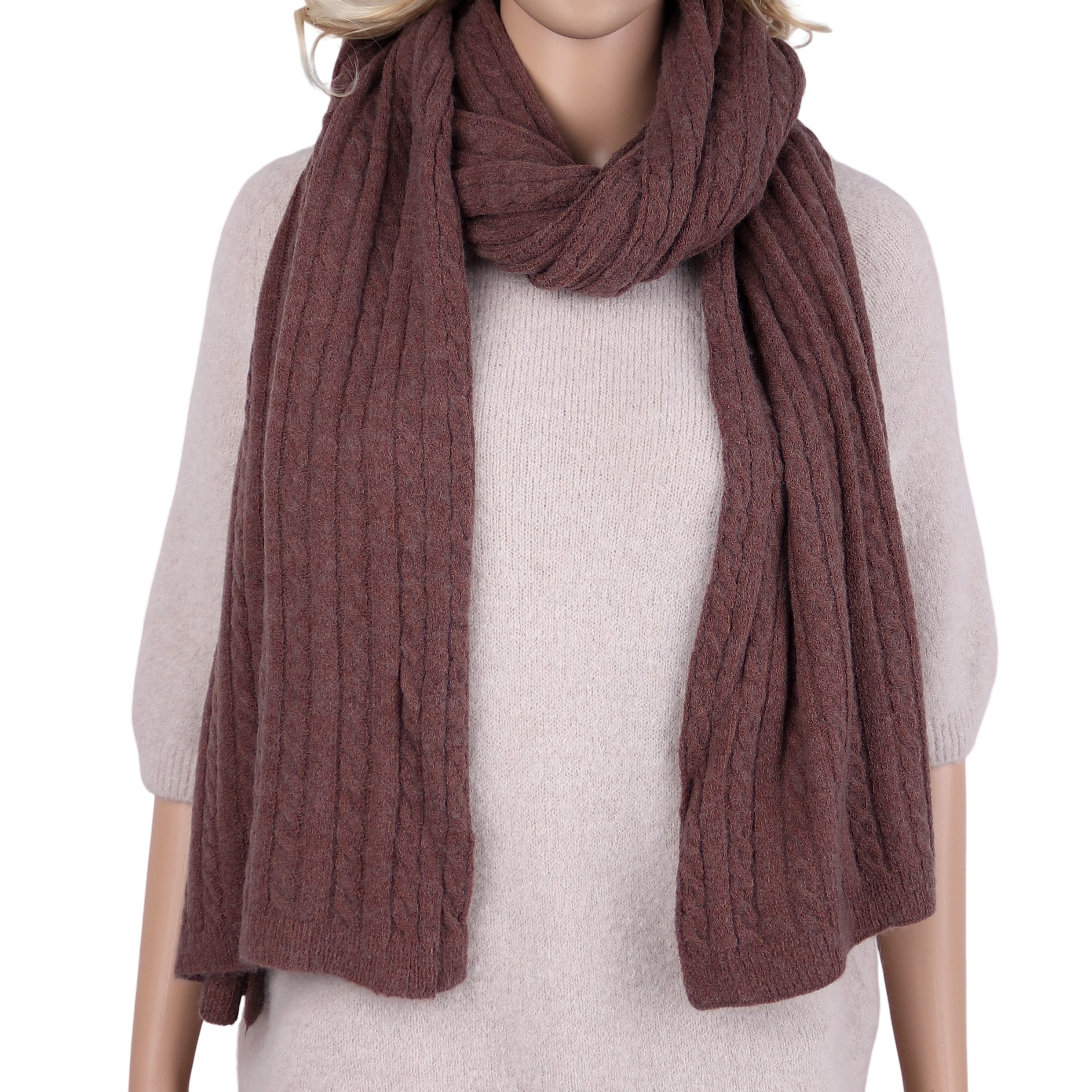 MIRROSI Strickschal Damen Schal mit Zopfmuster (180 x 50 cm, ca. 200 g), (Neue Kollektion Herbst/Winter 2025)