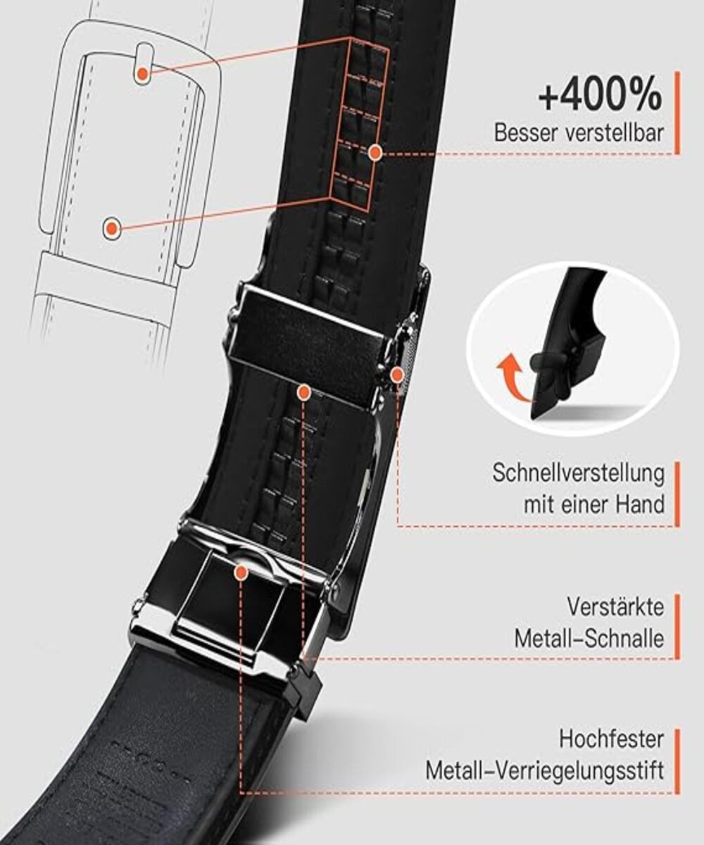 LOCCUS Ledergürtel Herren Gürtel Leder, Ledergürtel, Herren Gürtel, Automatikgürtel Herrengeschenk, Hochwertige Verarbeitung