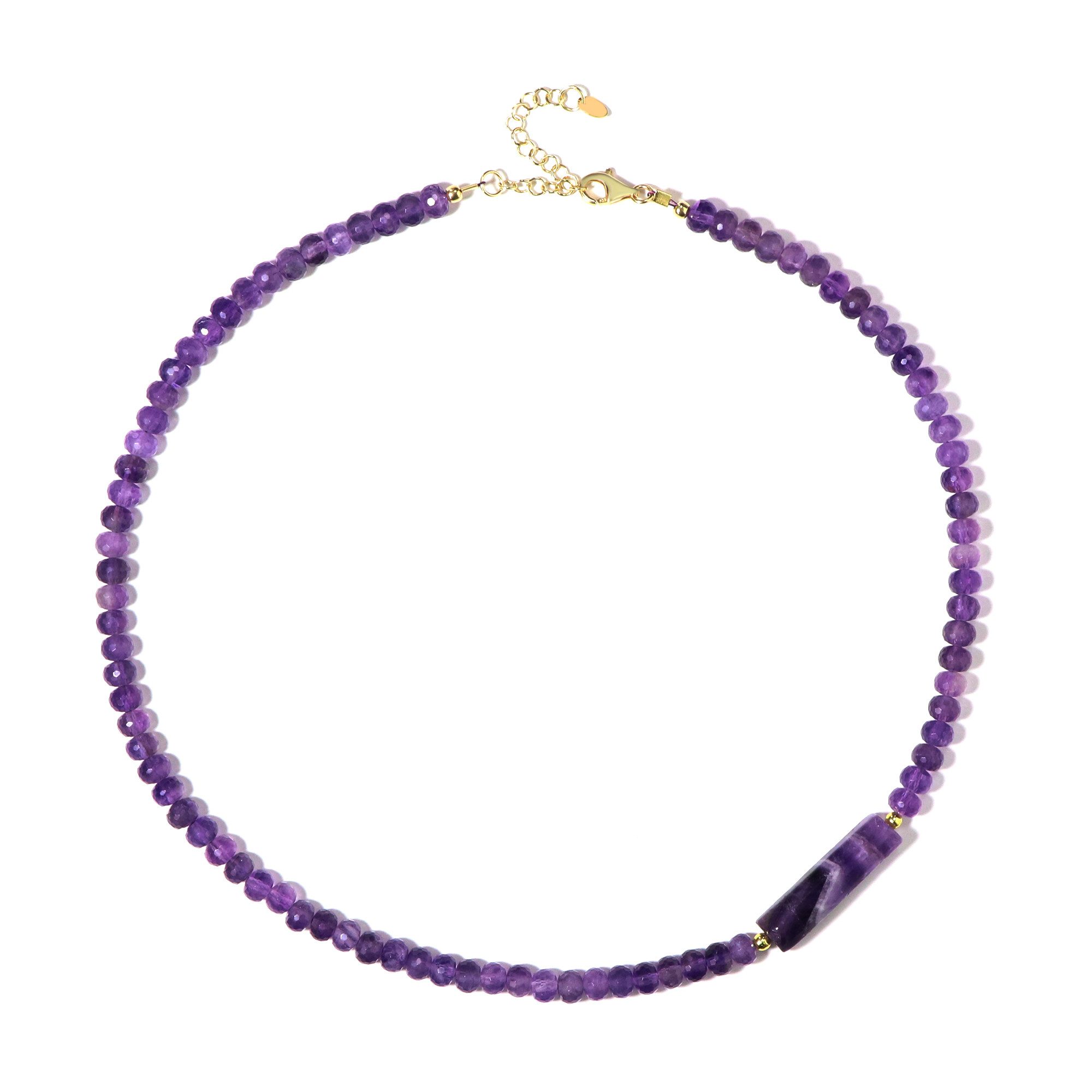 Silberkette Cavill Amethyst Kette 111,6 ct, vergoldetes 925er Silber, lila Perlen