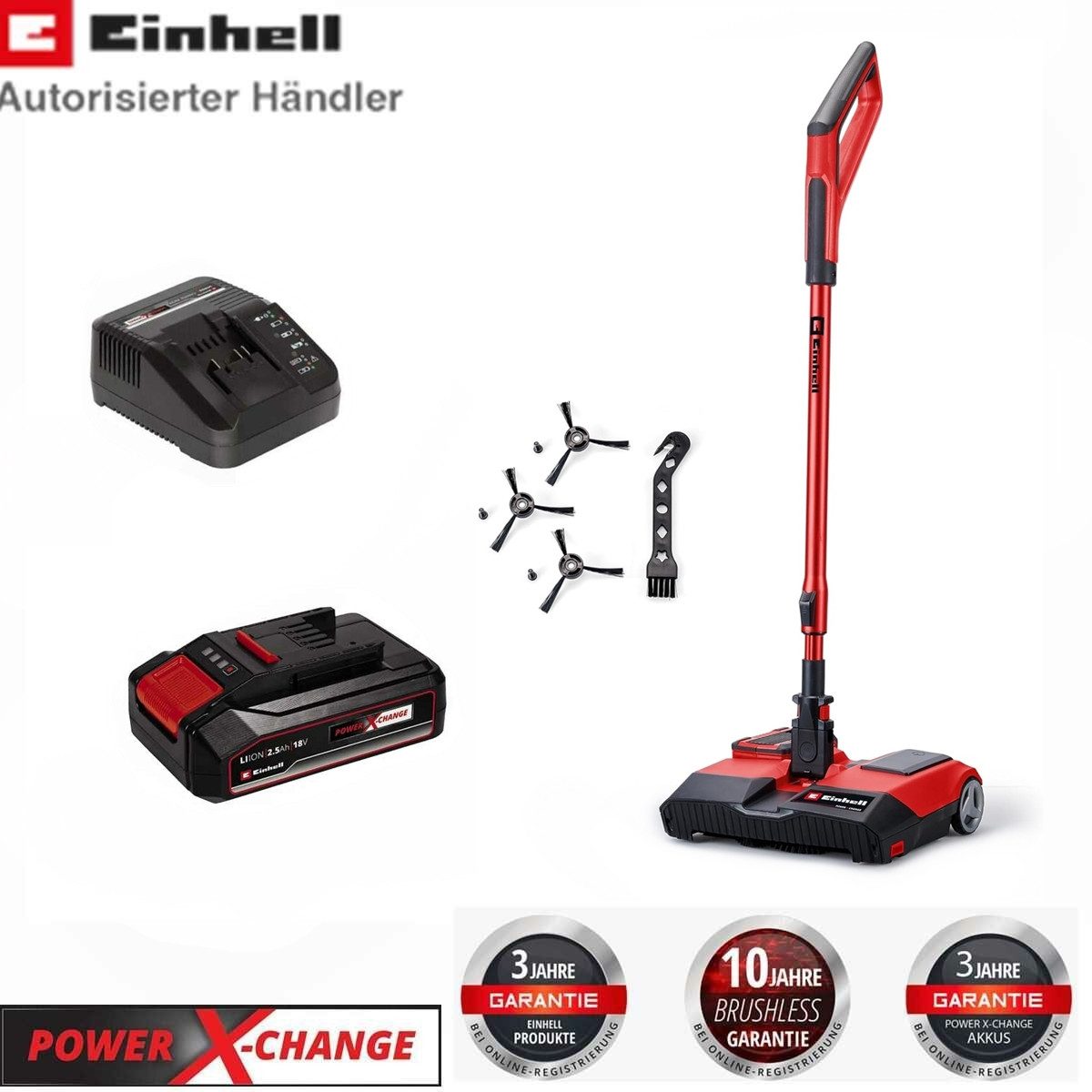 Einhell Handkehrmaschine EINHELL Akku-Besen TE-FS 18 Li mit Akku 2,5 Ah und Ladegerät