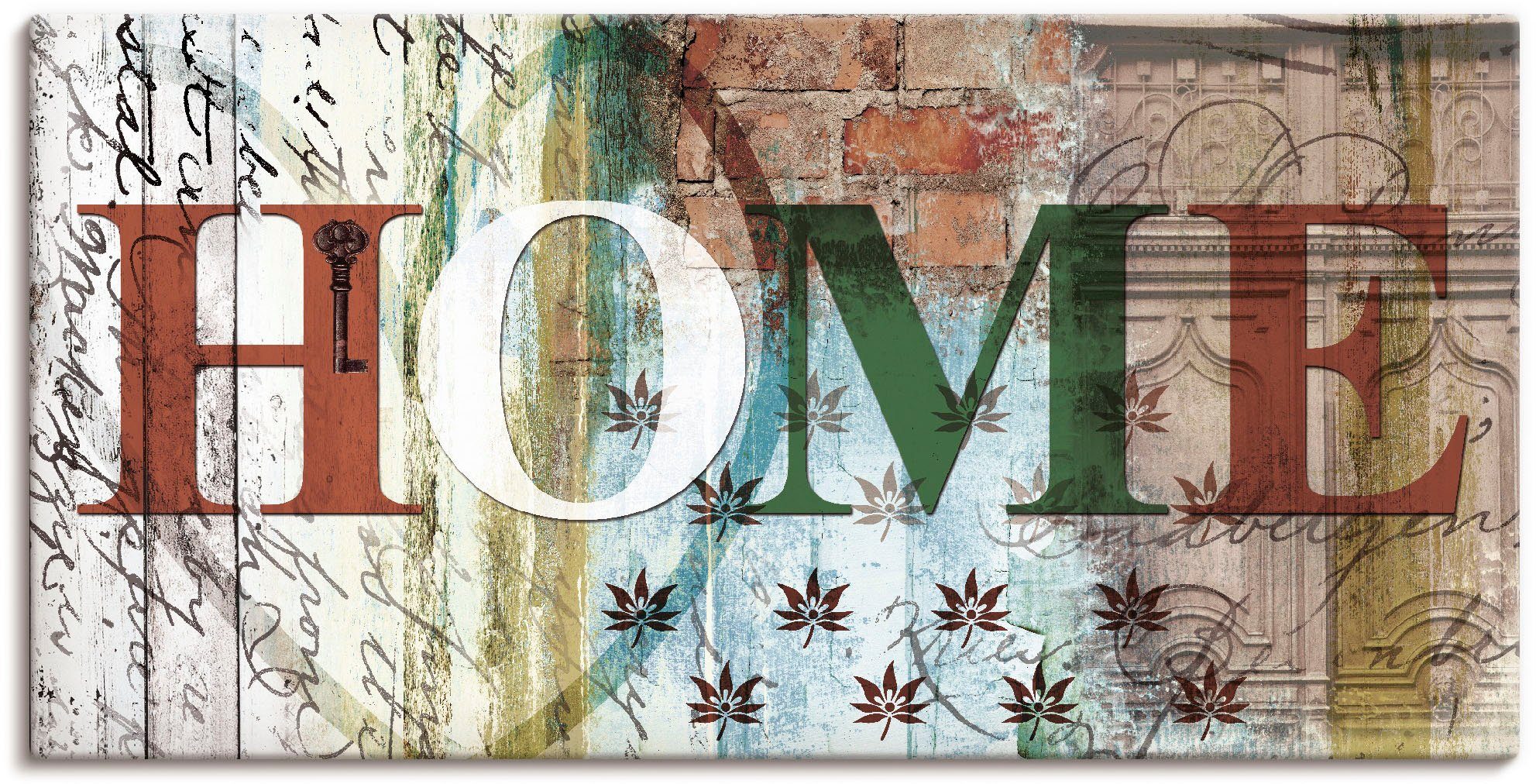 Artland Leinwandbild Buntes zu Hause in taktvollen Farben, Sprüche & Texte (1 St), auf Holzrahmen gespannt