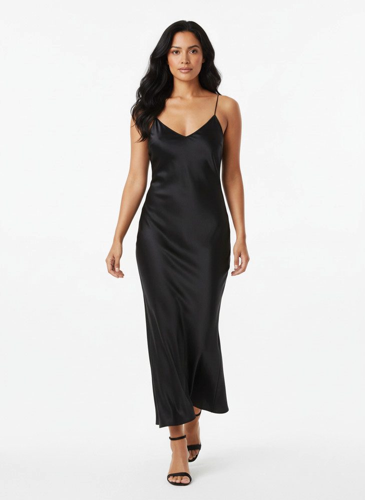 TWINSET Satinkleid Schwarzes Slipdress mit von der Marke TWINSET